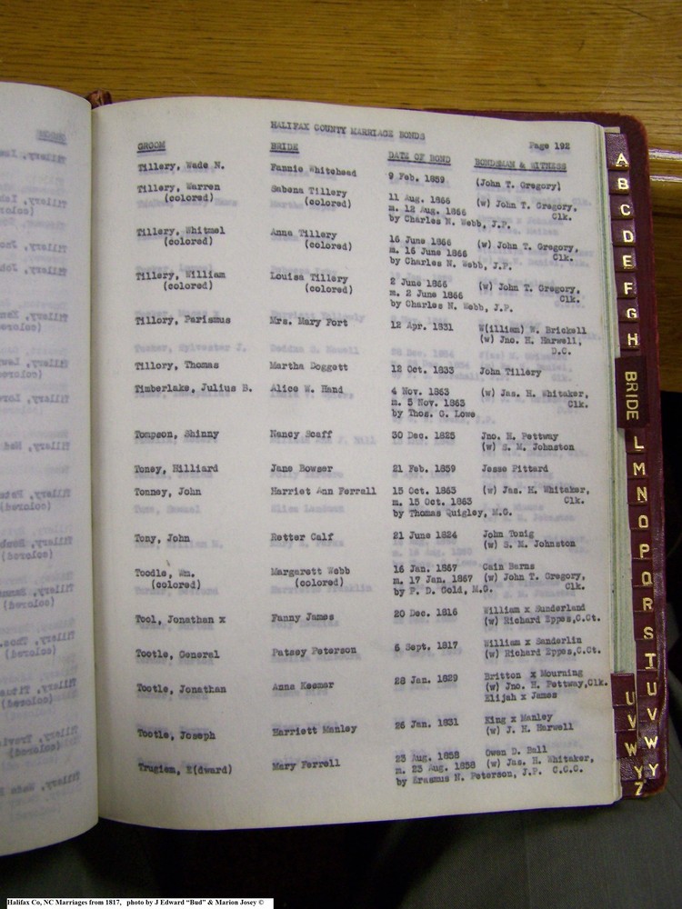 Index T-6, pg 192, Halifax Co, NC, Marriage Bonds from 1817 206.jpg