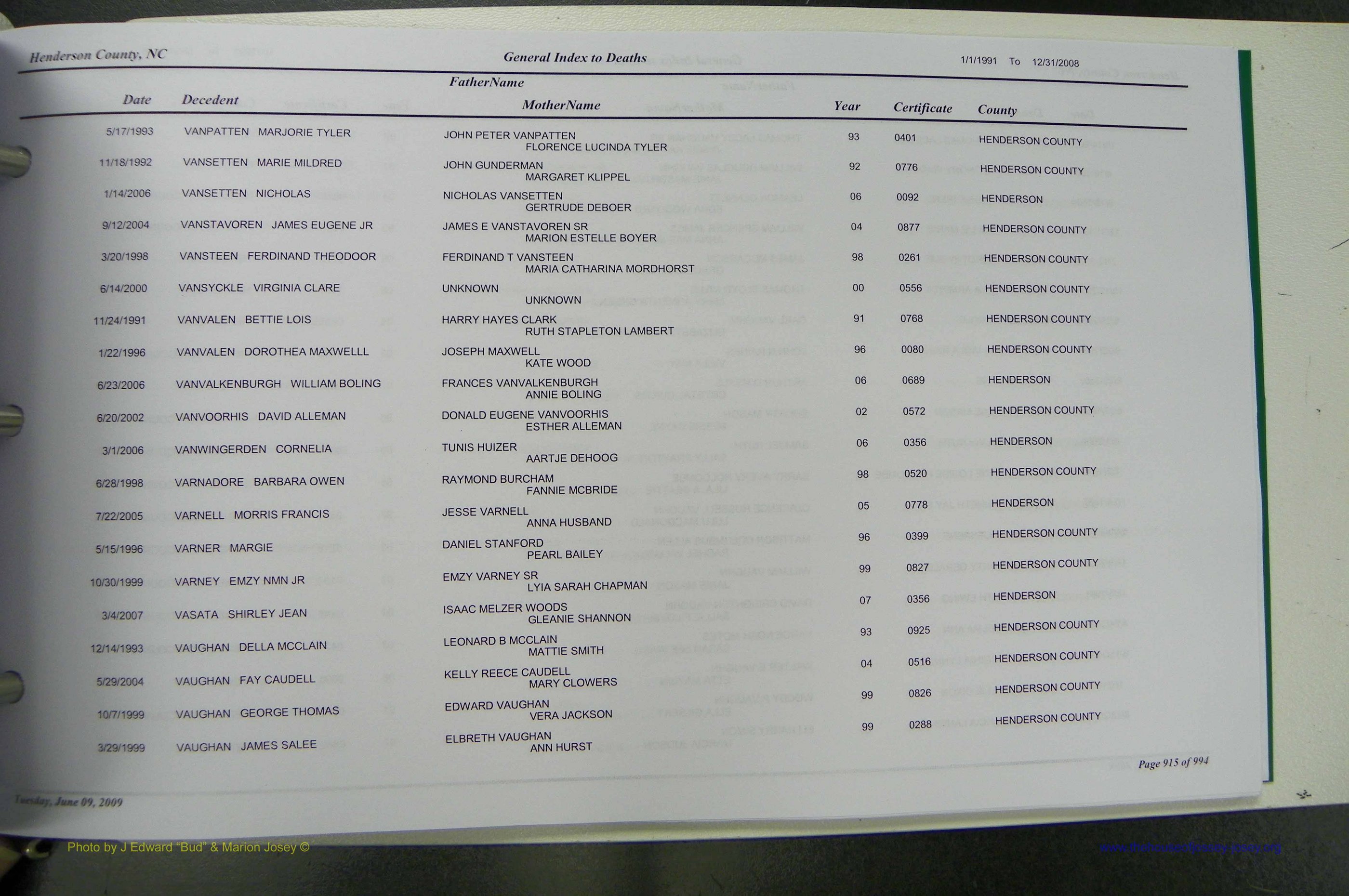 Henderson Co, NC, Death Index, 1991 -2008, (898).JPG