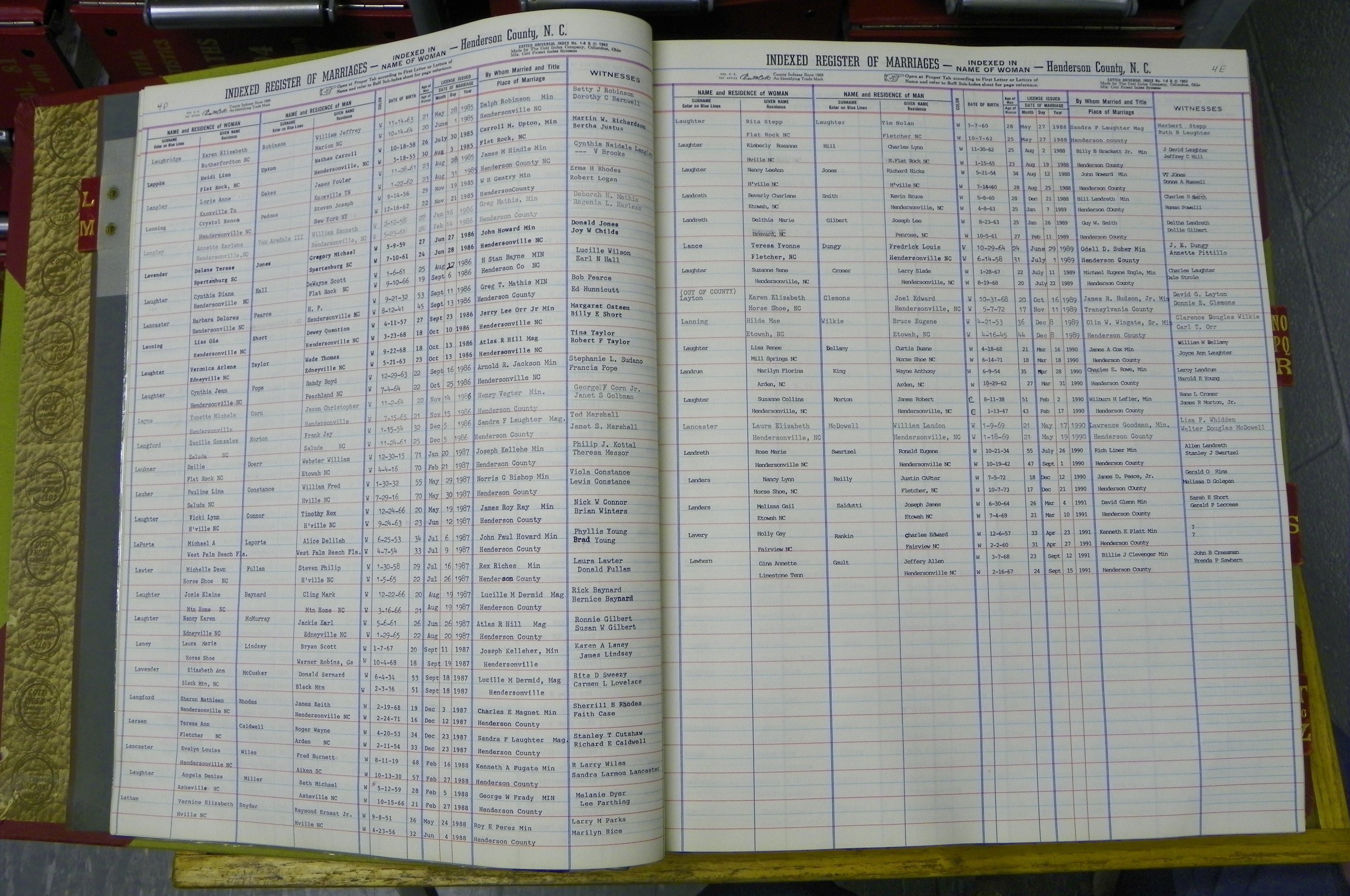 Henderson Co, NC, Marriages Female, L - Z, 1964 to 1991, (007).JPG