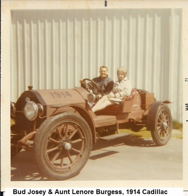 A, Bud Josey with aunt Leanore Burgess in 1914 Cadallic.jpg