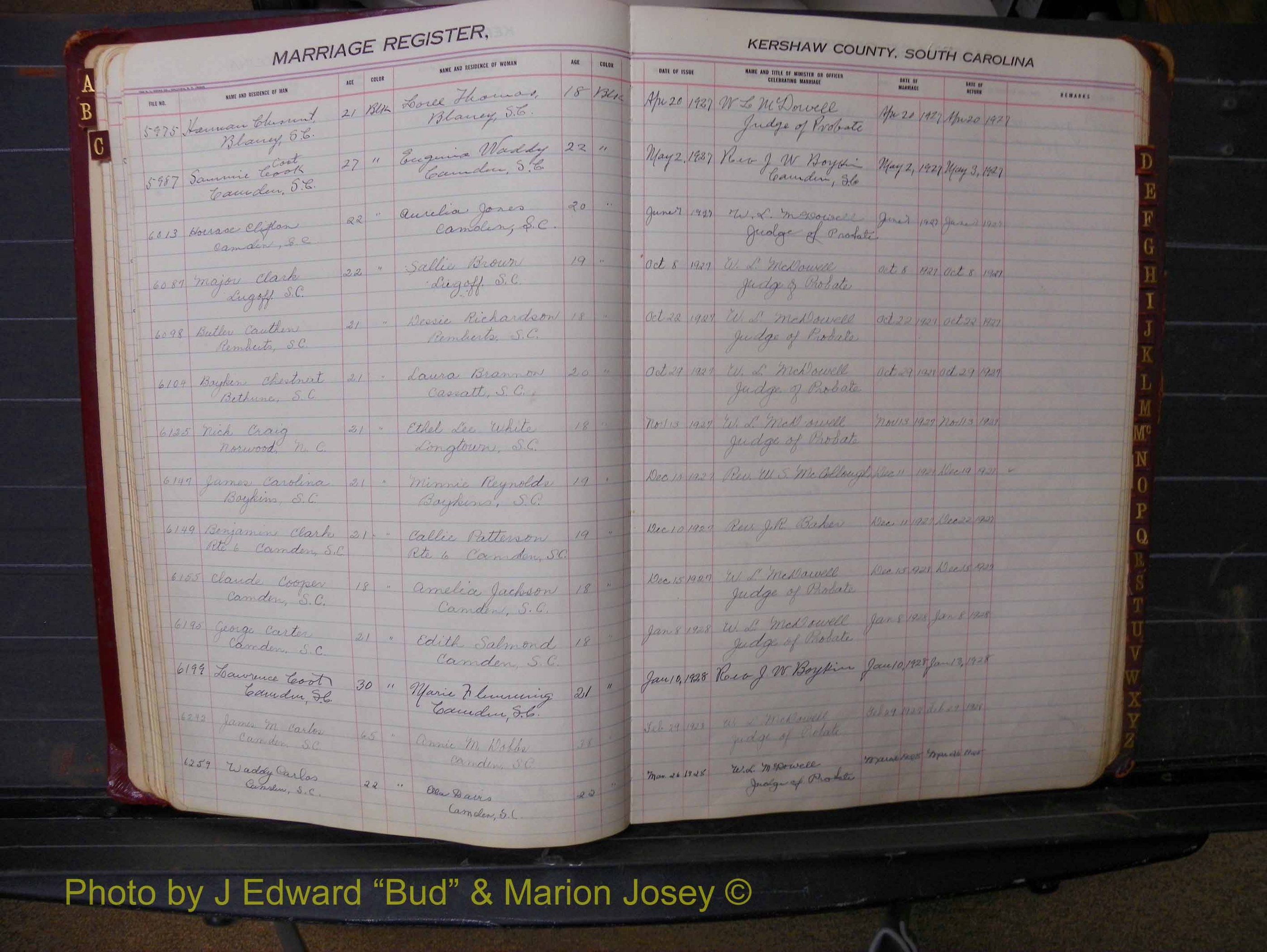 Kershaw Marriages, 1924-1936, Black Index C (118).JPG