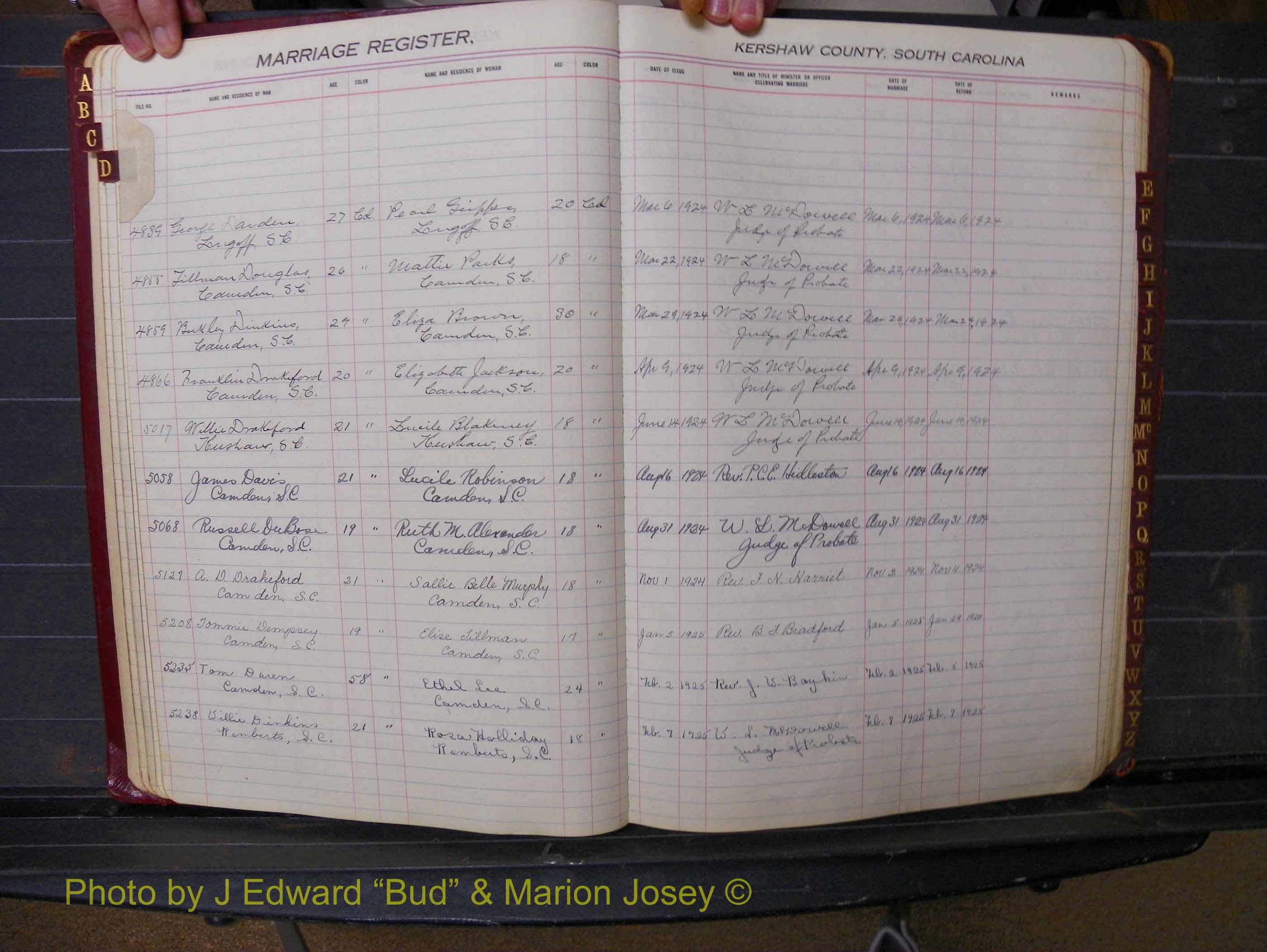 Kershaw Marriages, 1924-1936, Black Index D (121).JPG