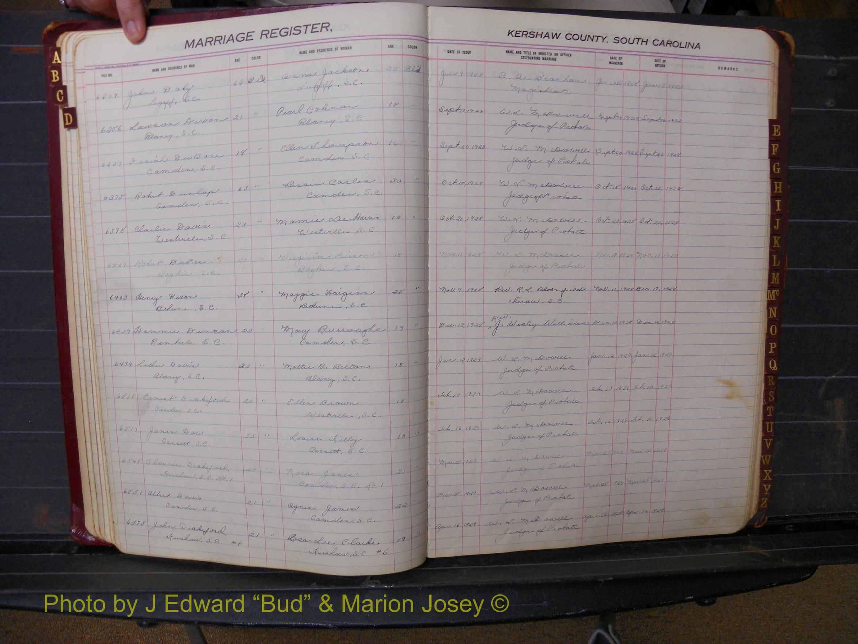 Kershaw Marriages, 1924-1936, Black Index D (125).JPG