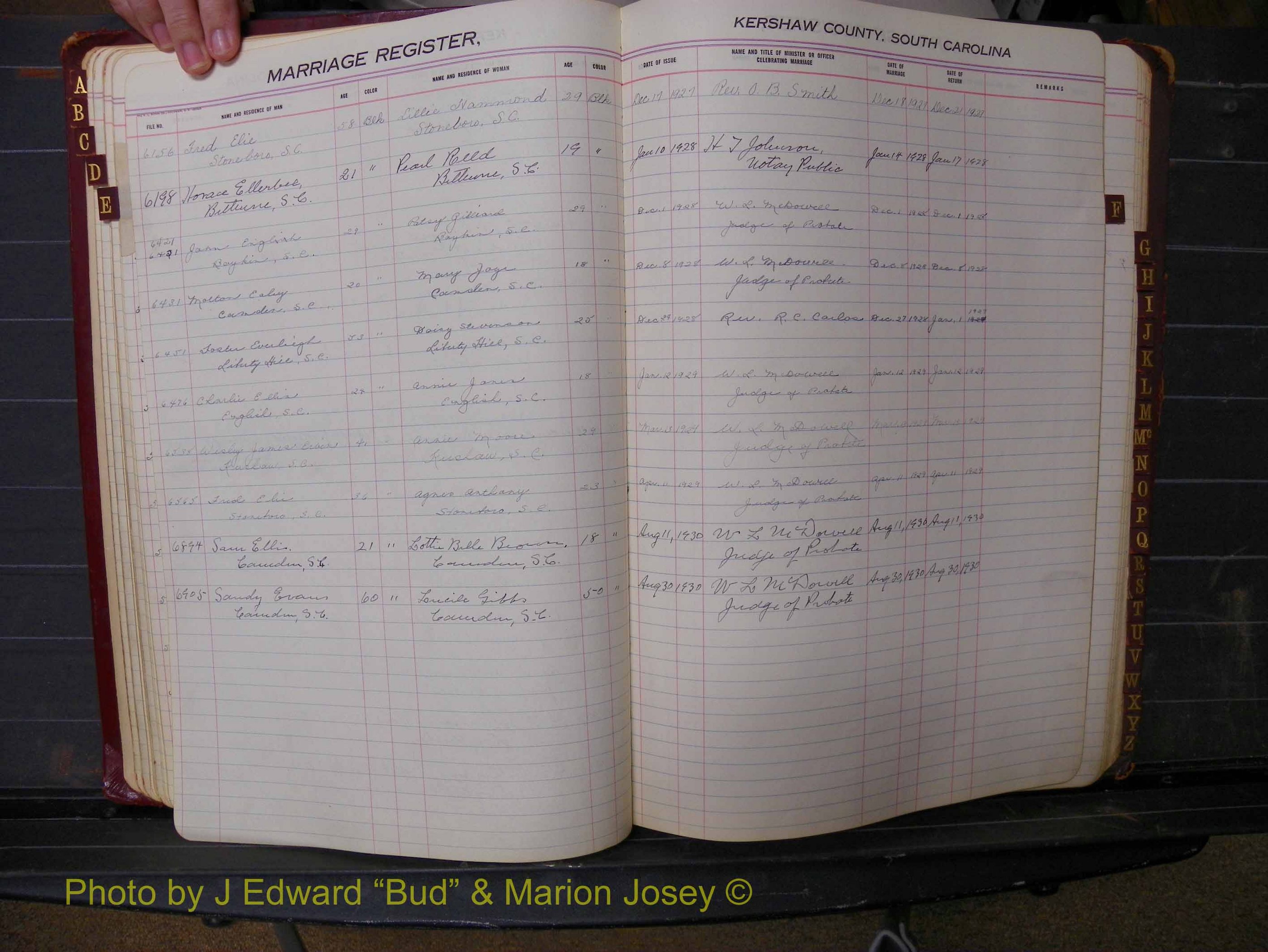 Kershaw Marriages, 1924-1936, Black Index E (128).JPG