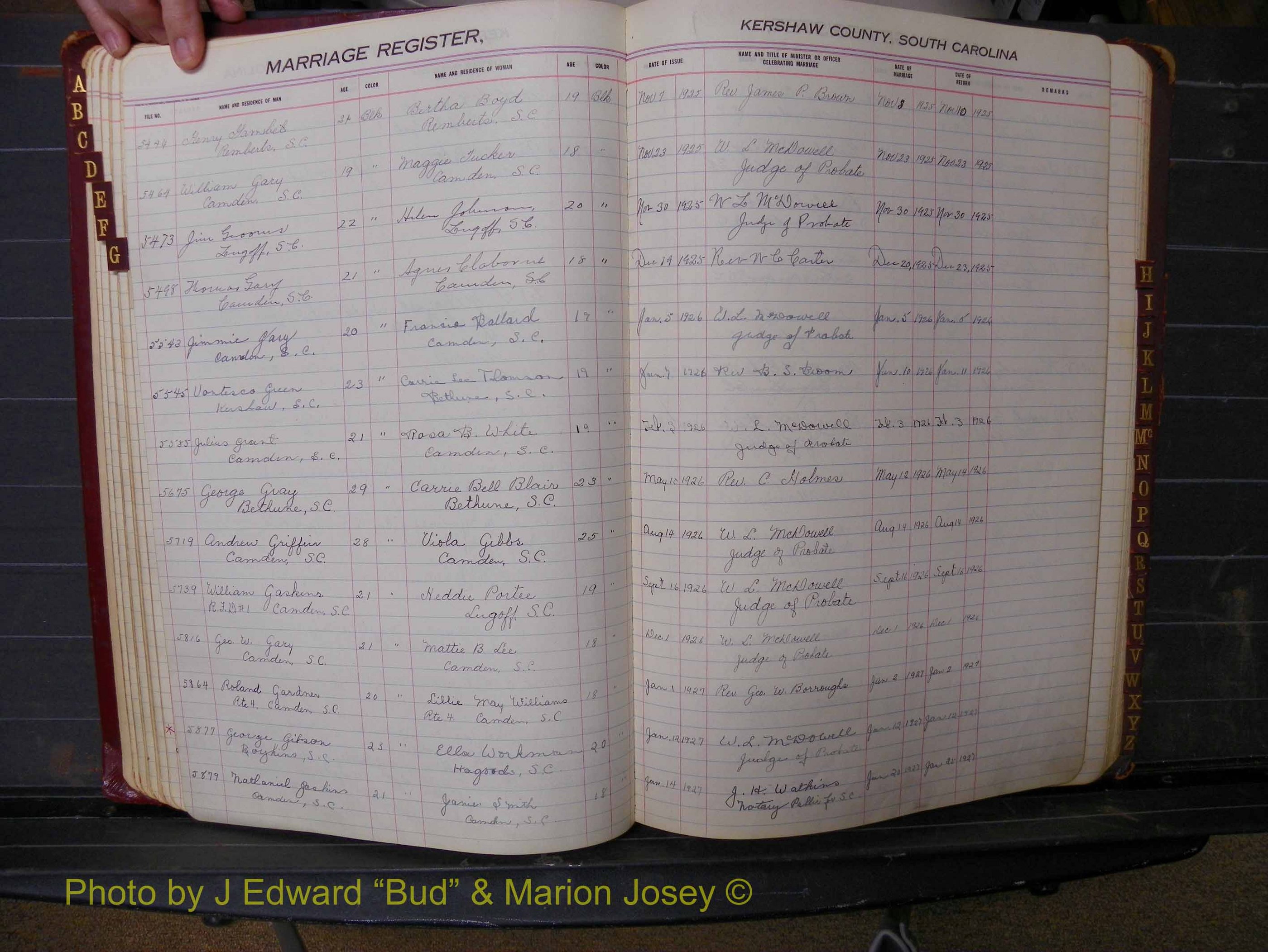 Kershaw Marriages, 1924-1936, Black Index G (132).JPG