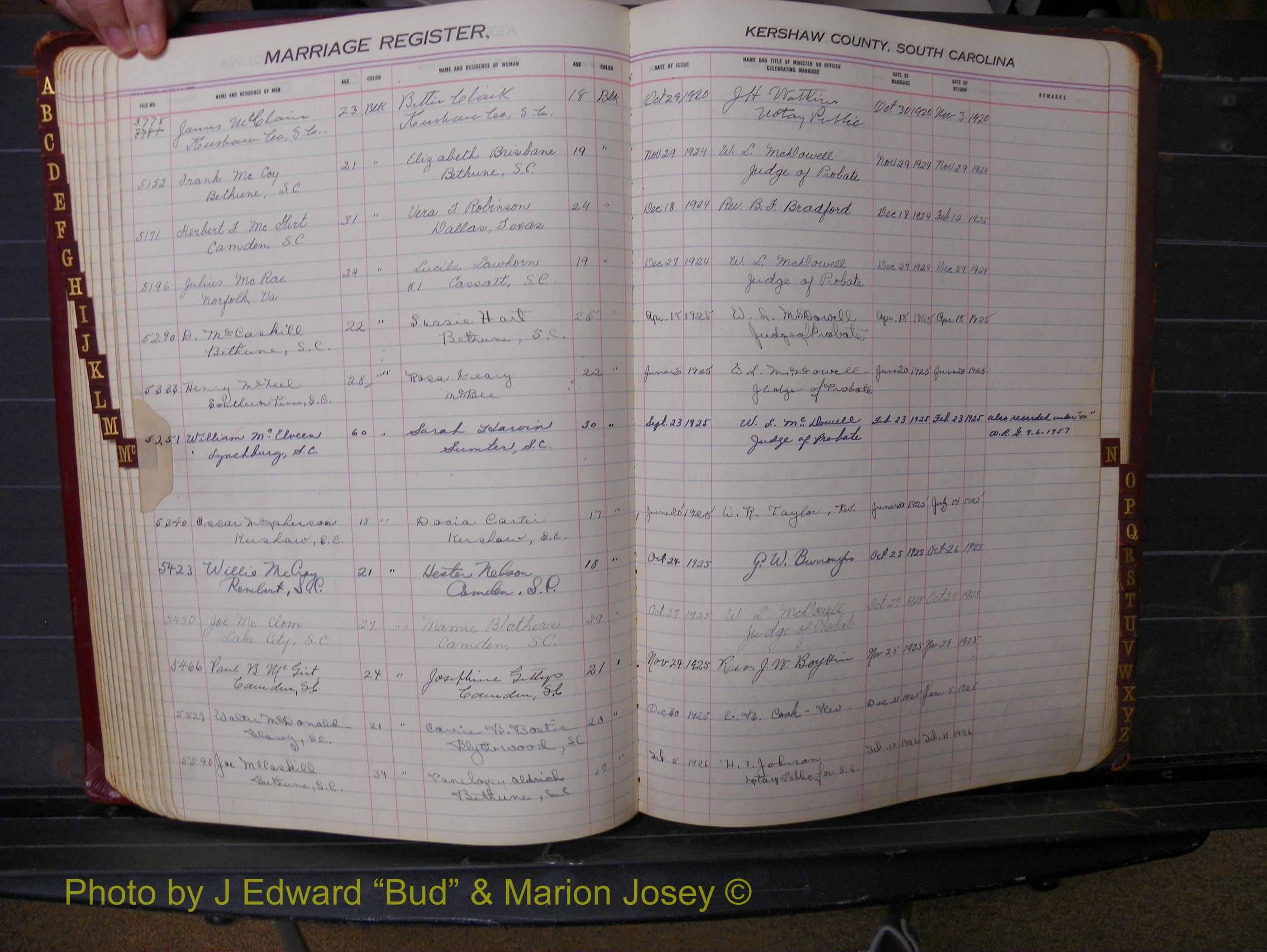 Kershaw Marriages, 1924-1936, Black Index Mc (157).JPG