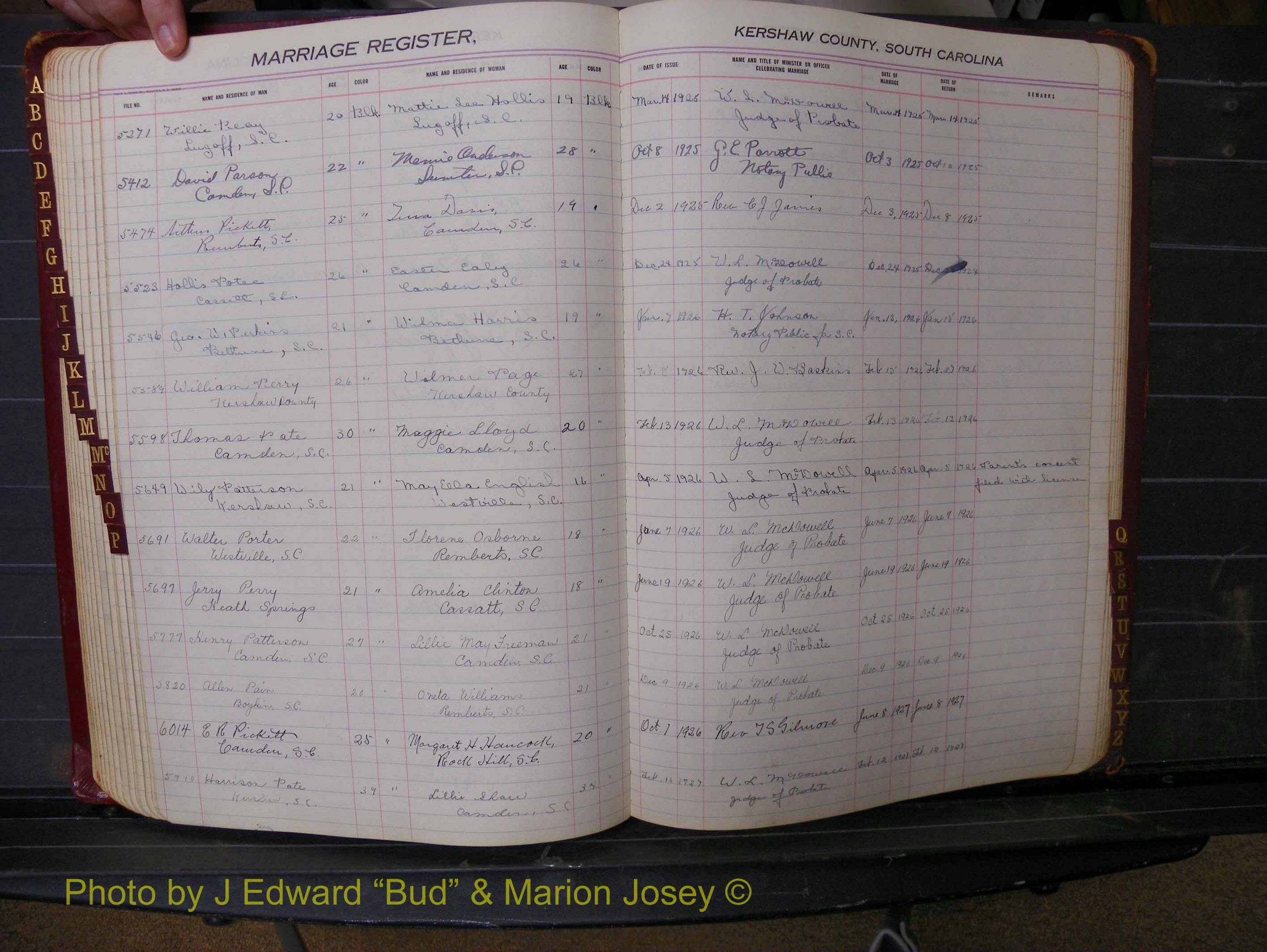Kershaw Marriages, 1924-1936, Black Index P (164).JPG
