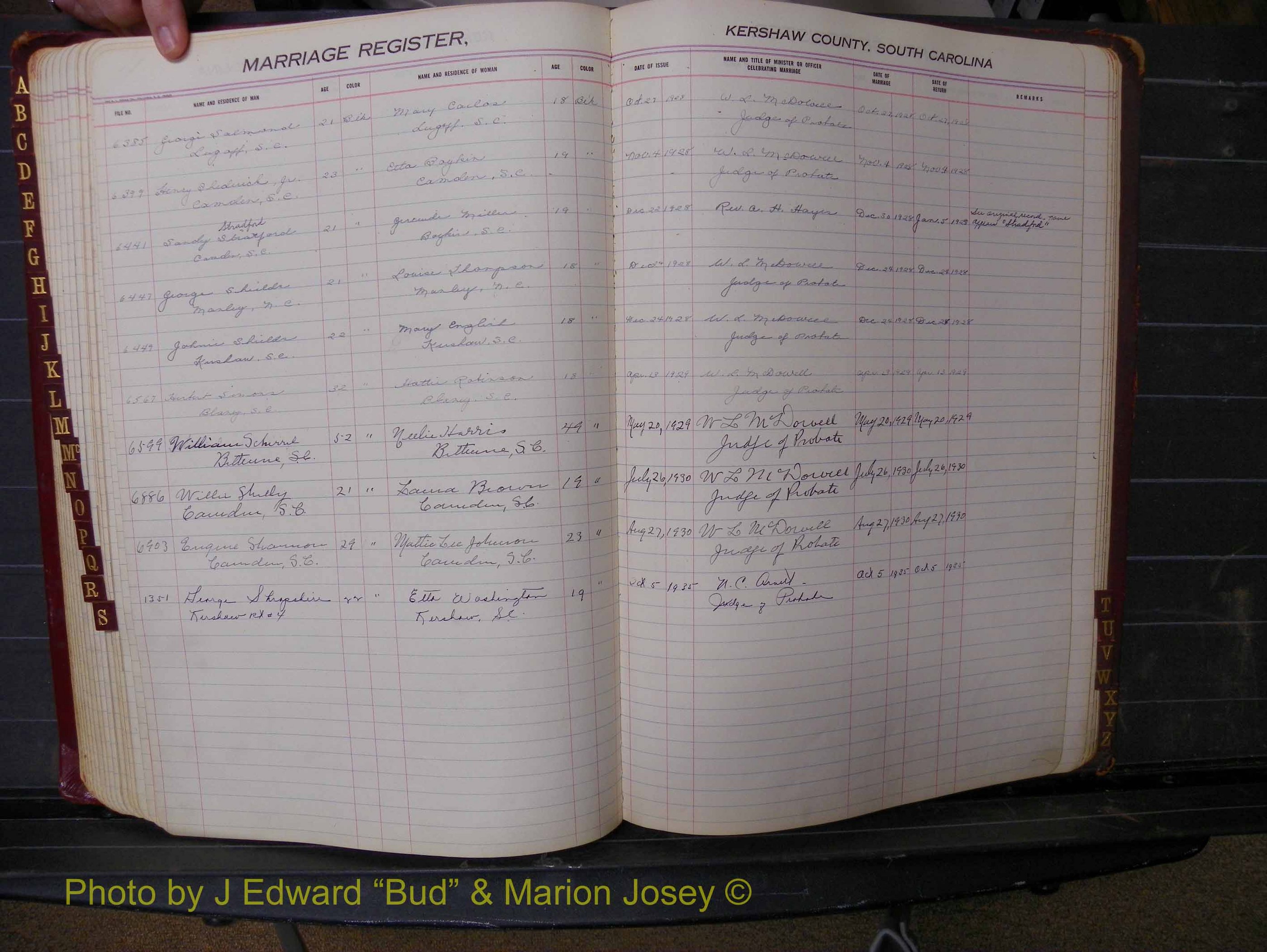 Kershaw Marriages, 1924-1936, Black Index S (175).JPG