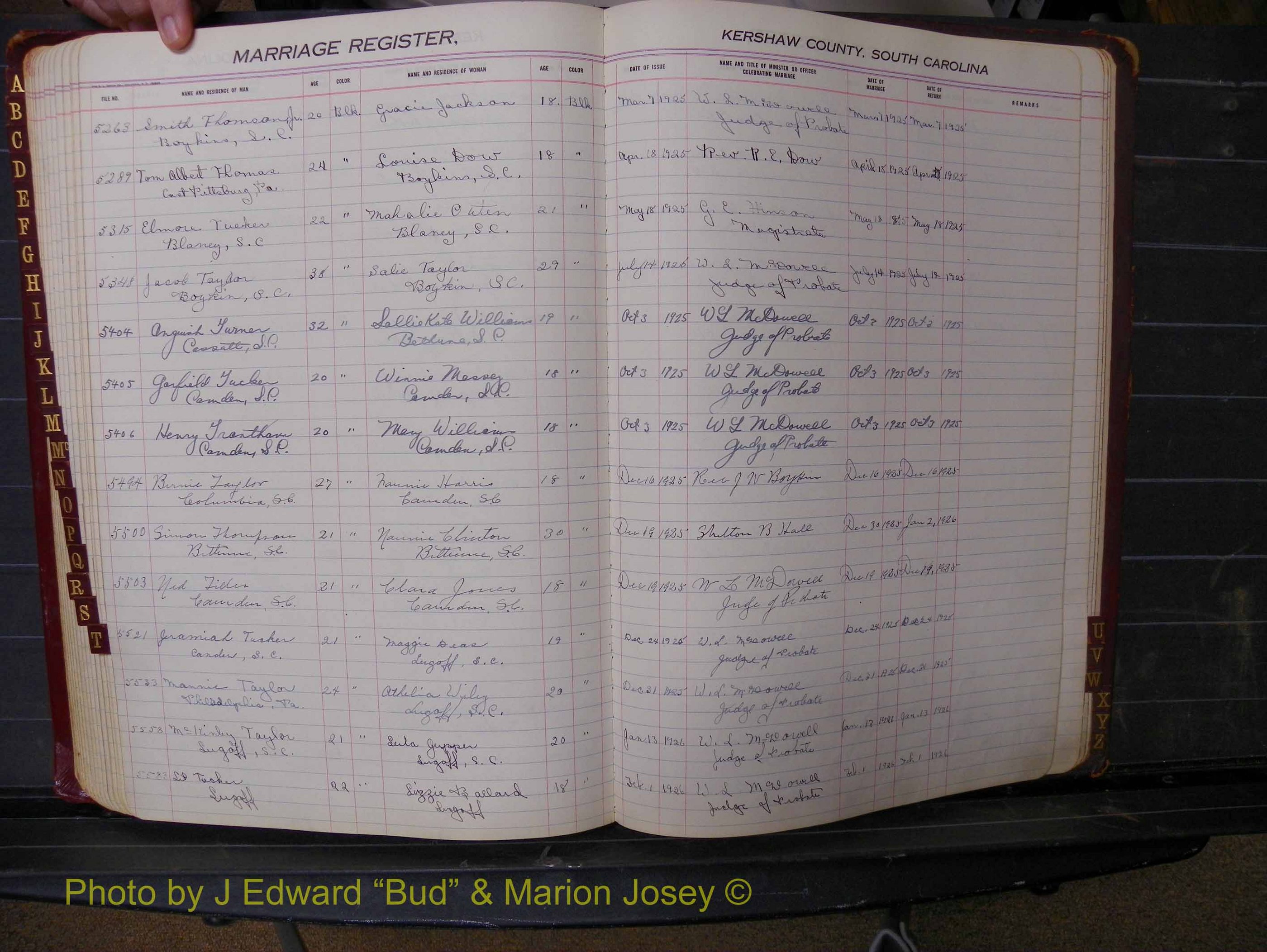Kershaw Marriages, 1924-1936, Black Index T (178).JPG