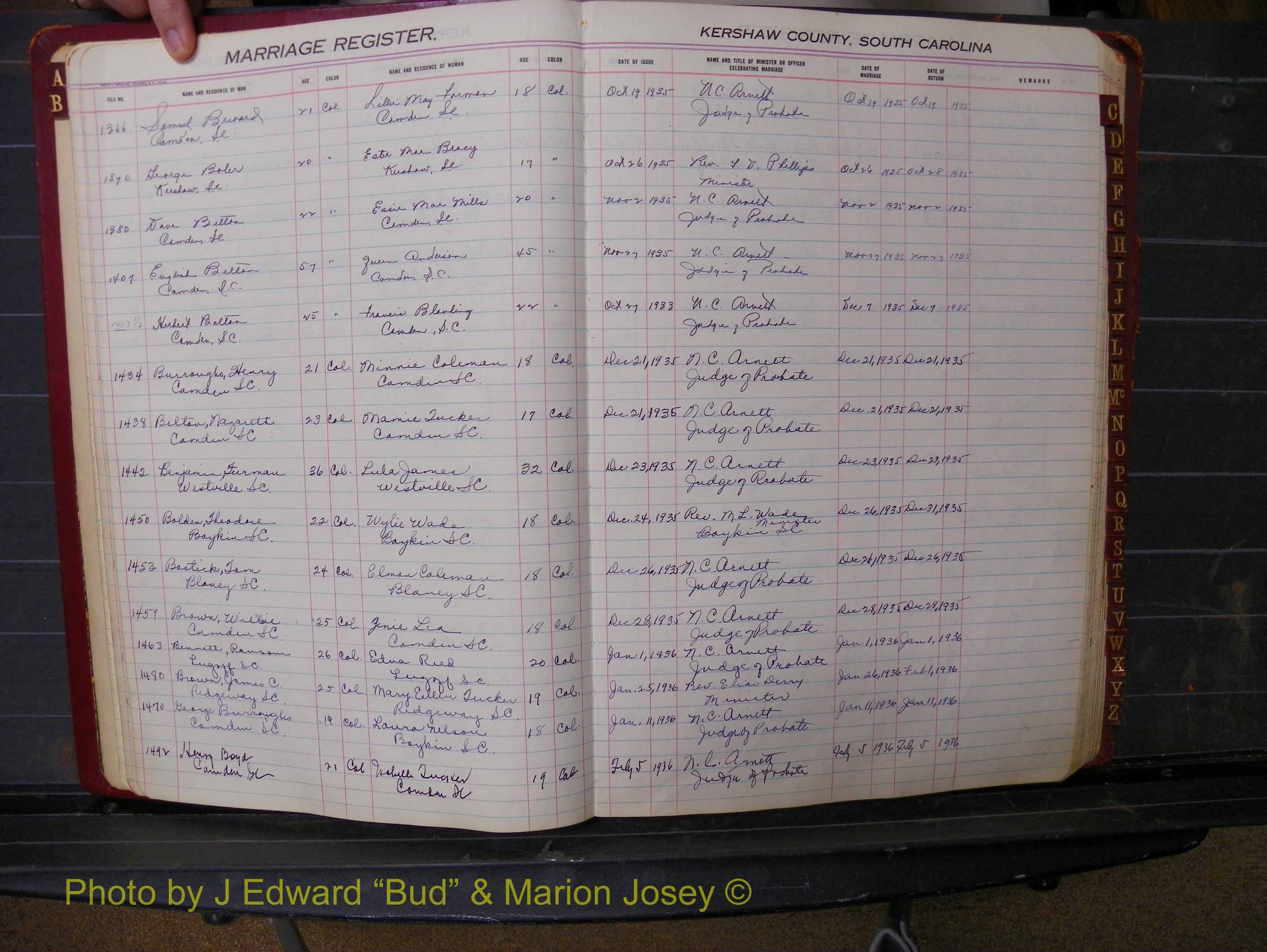Kershaw Marriages, 1929-1940, Black Index B (116).JPG