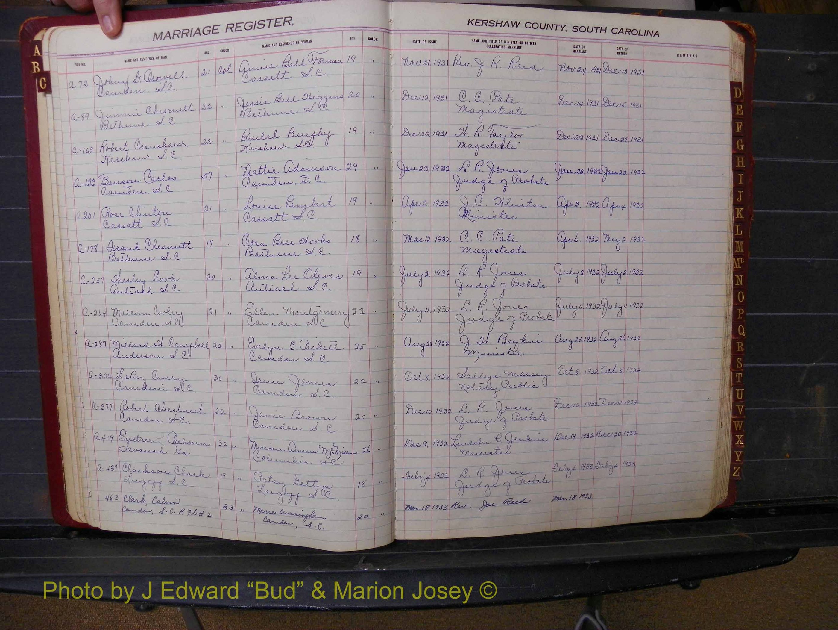 Kershaw Marriages, 1929-1940, Black Index C (125).JPG