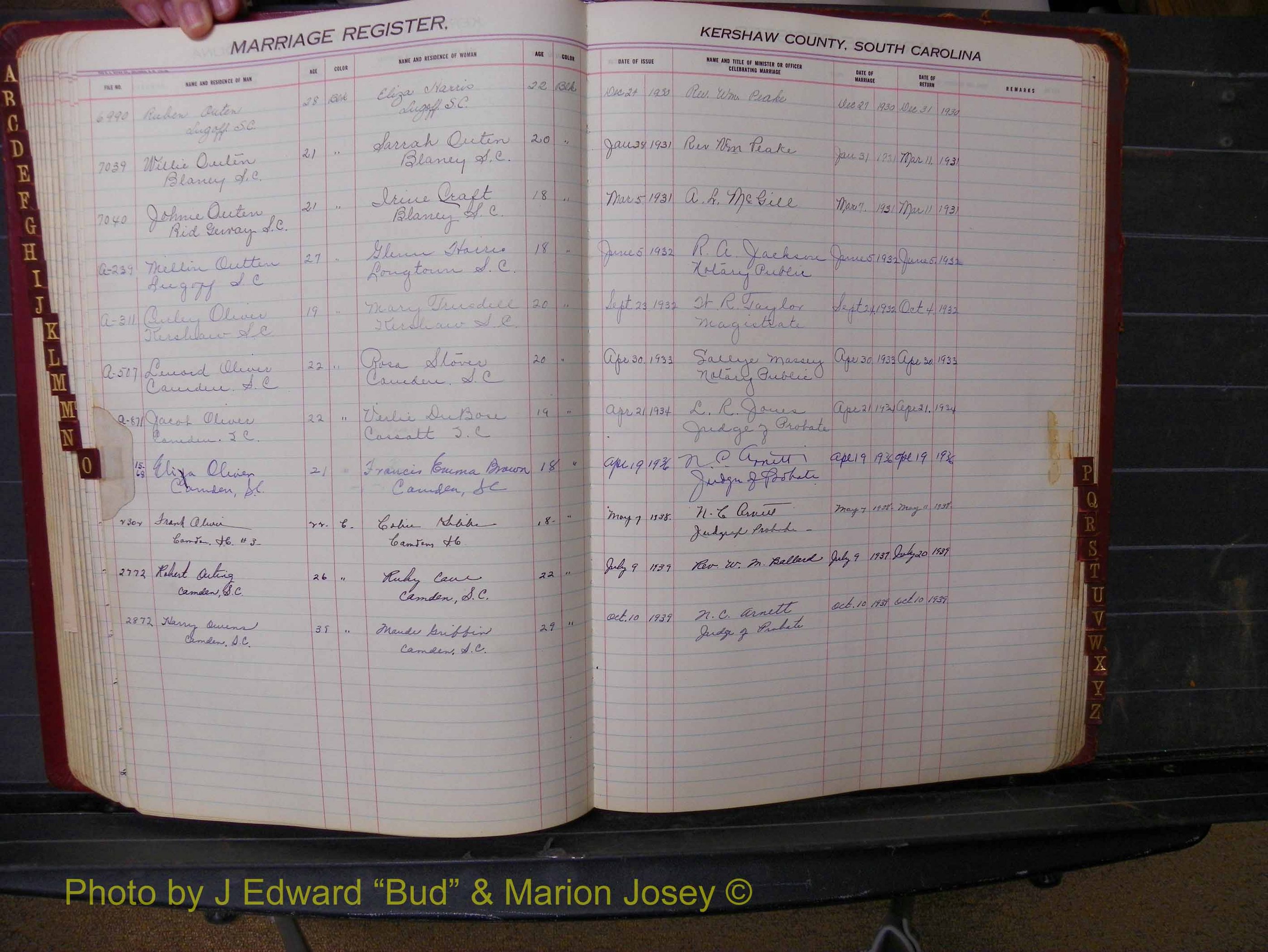 Kershaw Marriages, 1929-1940, Black Index O (194).JPG