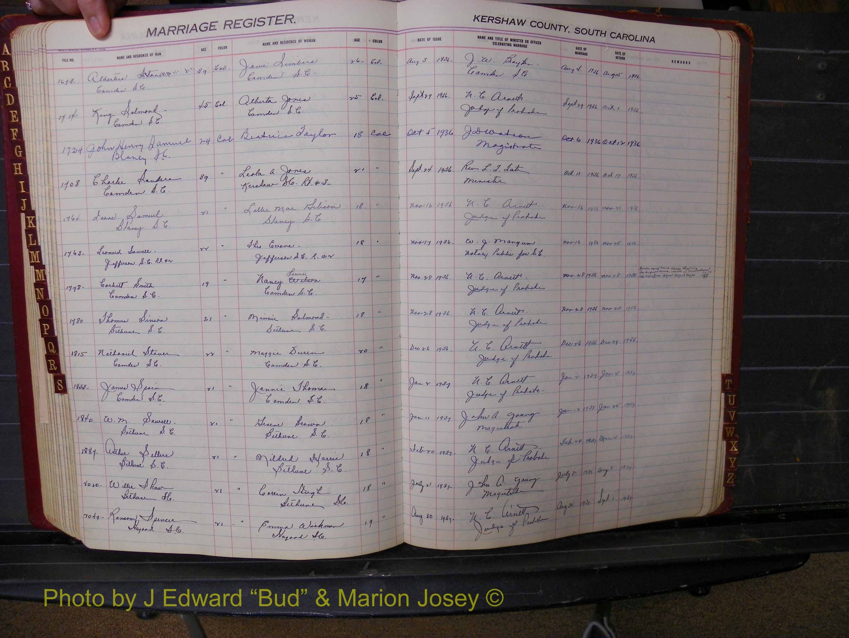 Kershaw Marriages, 1929-1940, Black Index S (217).JPG