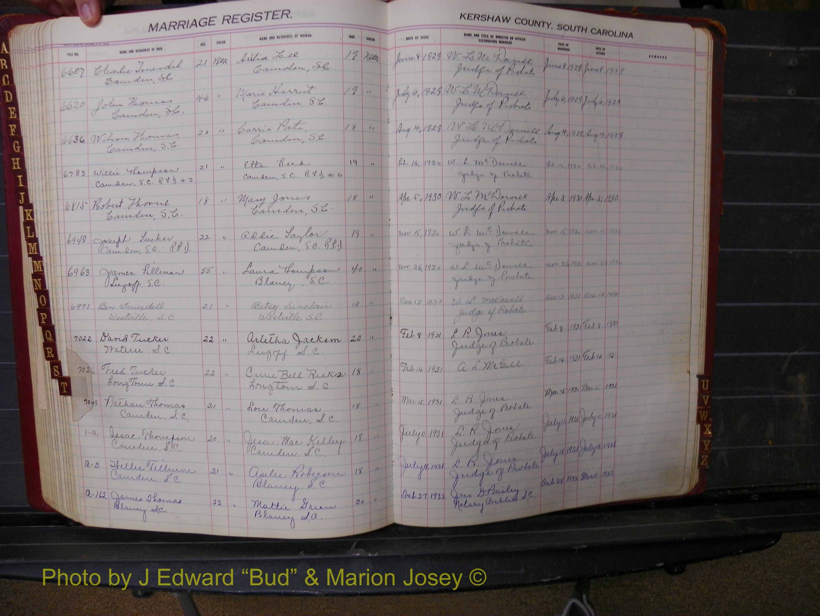 Kershaw Marriages, 1929-1940, Black Index T (219).JPG