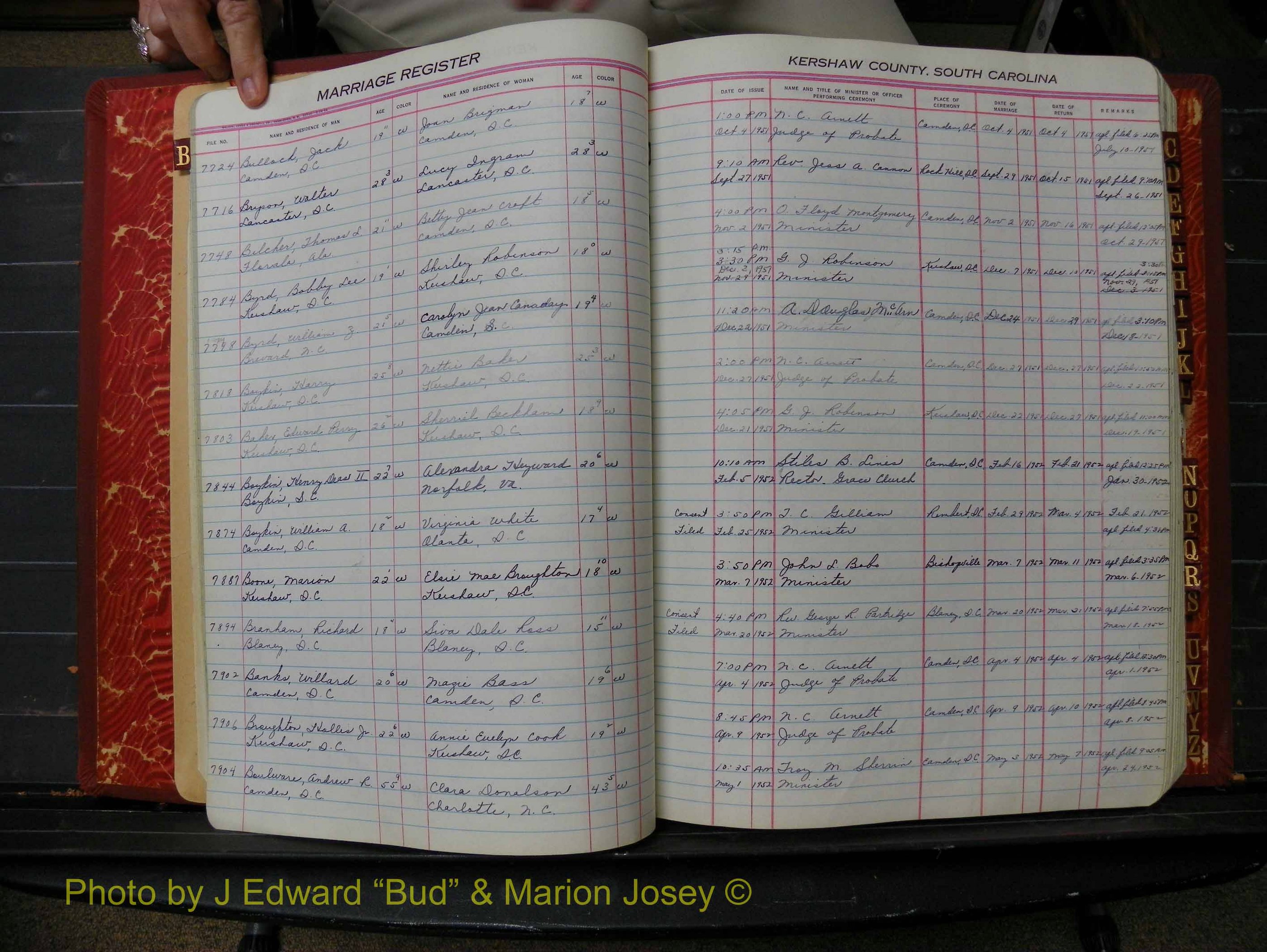 Kershaw Marriages, 1944-1960, White Index B (119).JPG