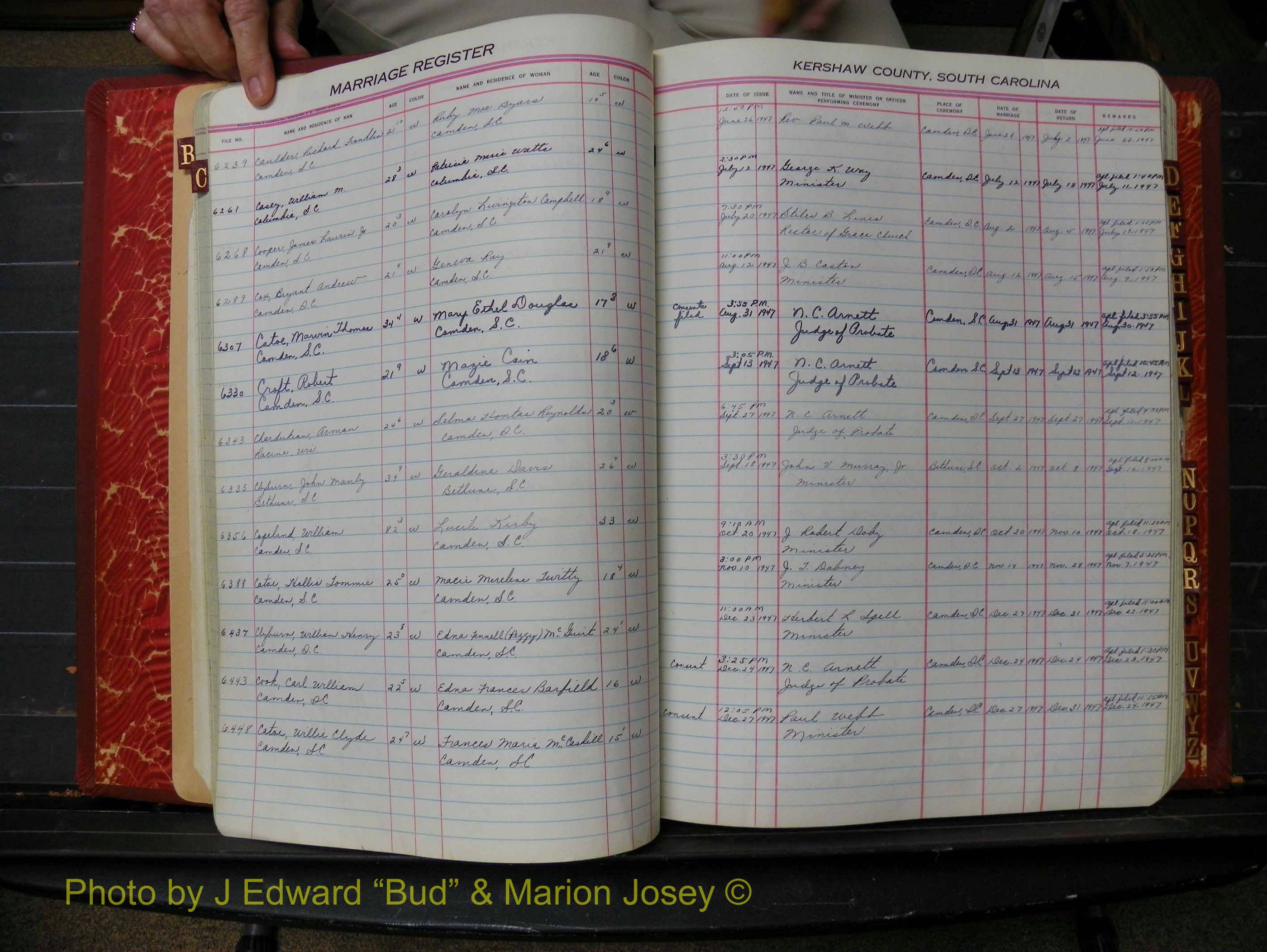 Kershaw Marriages, 1944-1960, White Index C (136).JPG