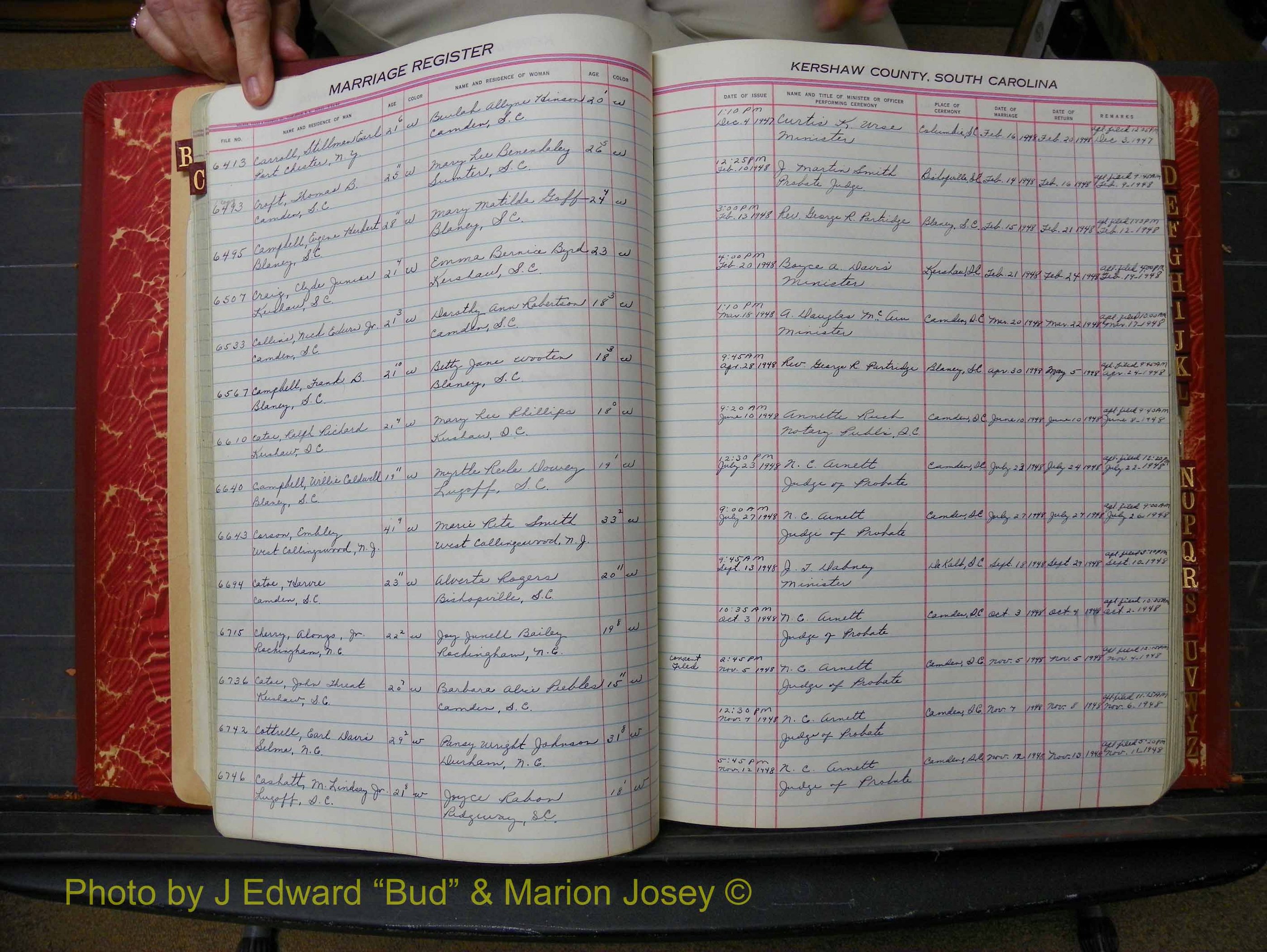 Kershaw Marriages, 1944-1960, White Index C (137).JPG