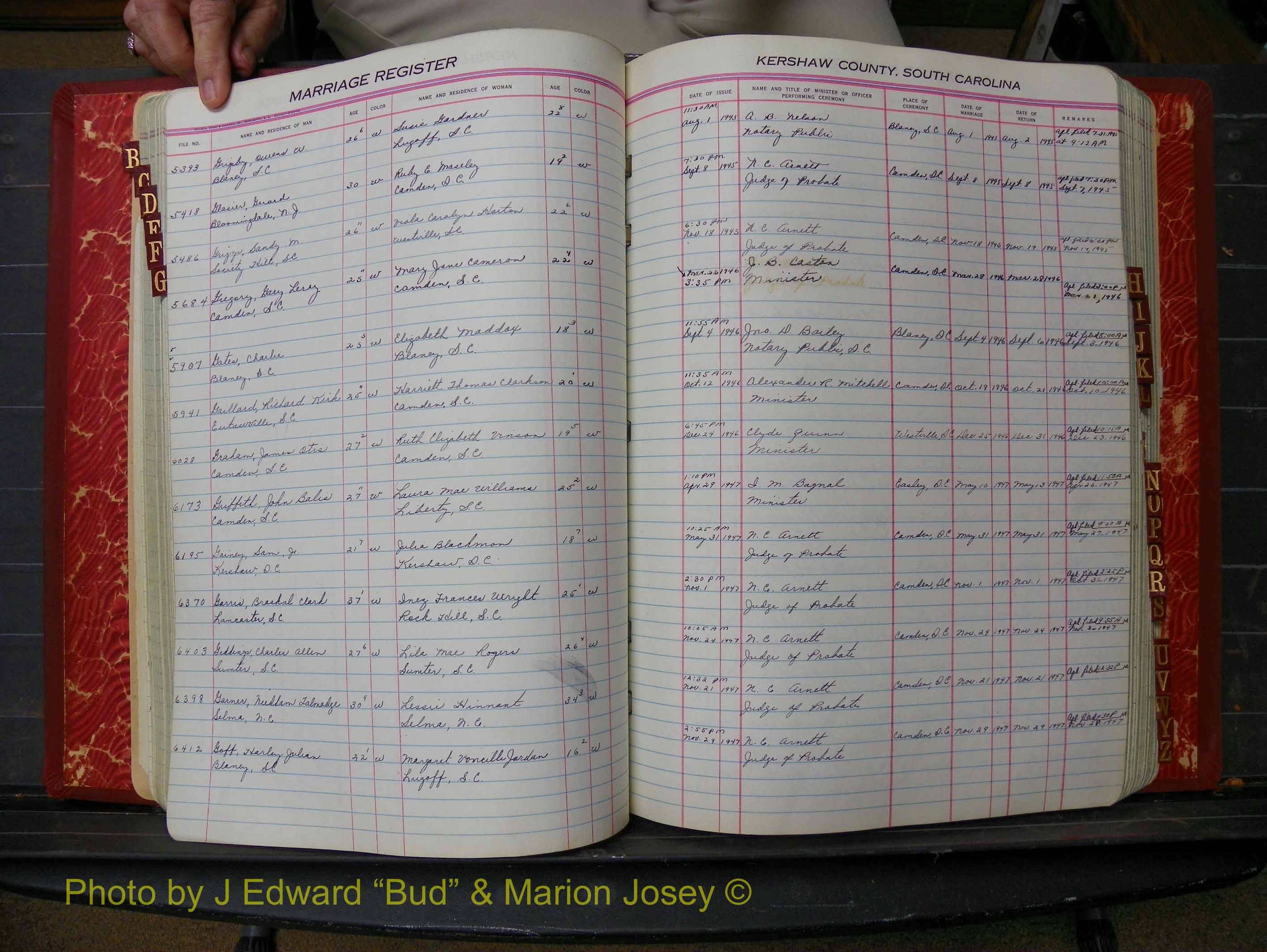 Kershaw Marriages, 1944-1960, White Index G (169).JPG