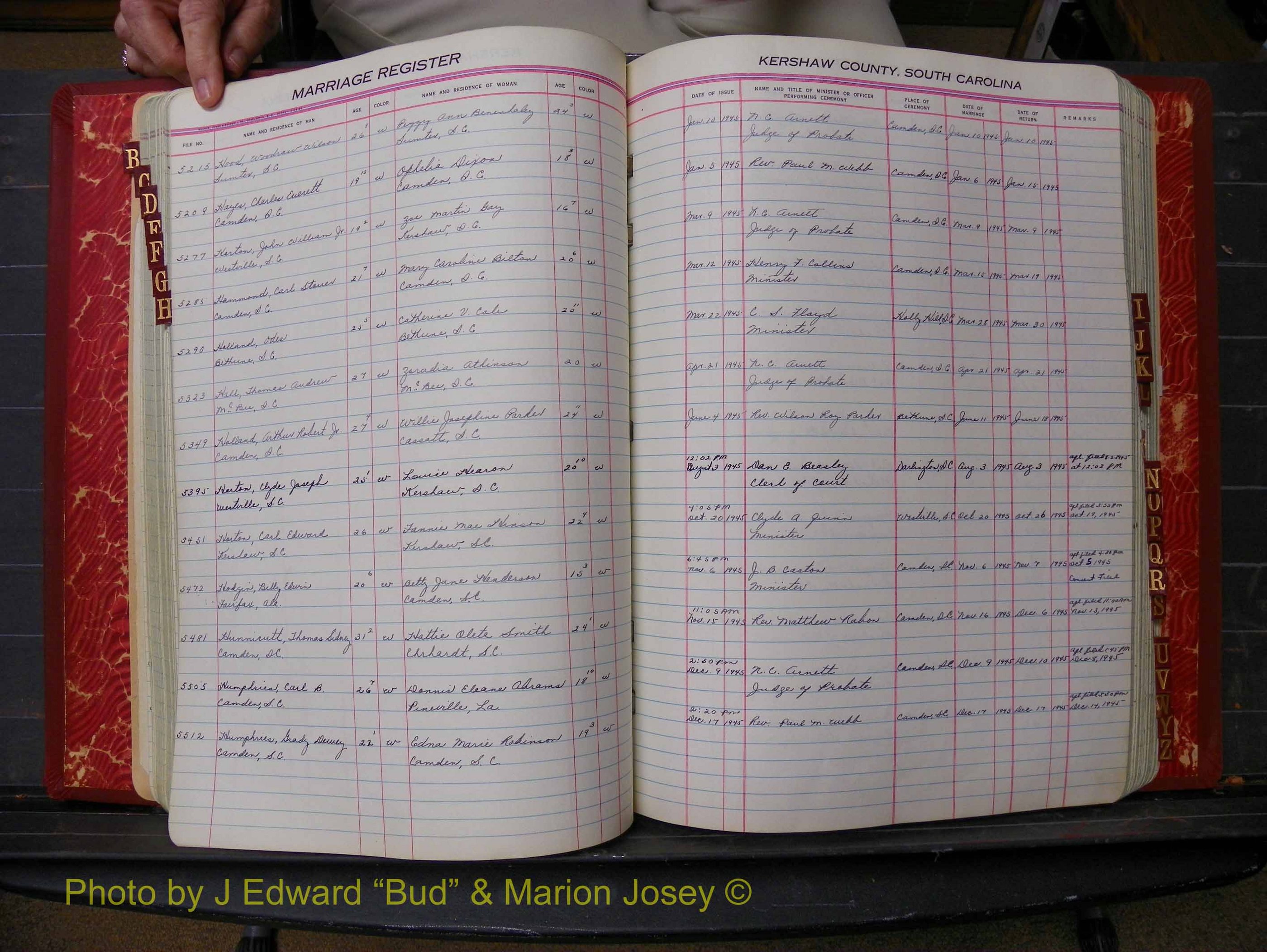 Kershaw Marriages, 1944-1960, White Index H (177).JPG