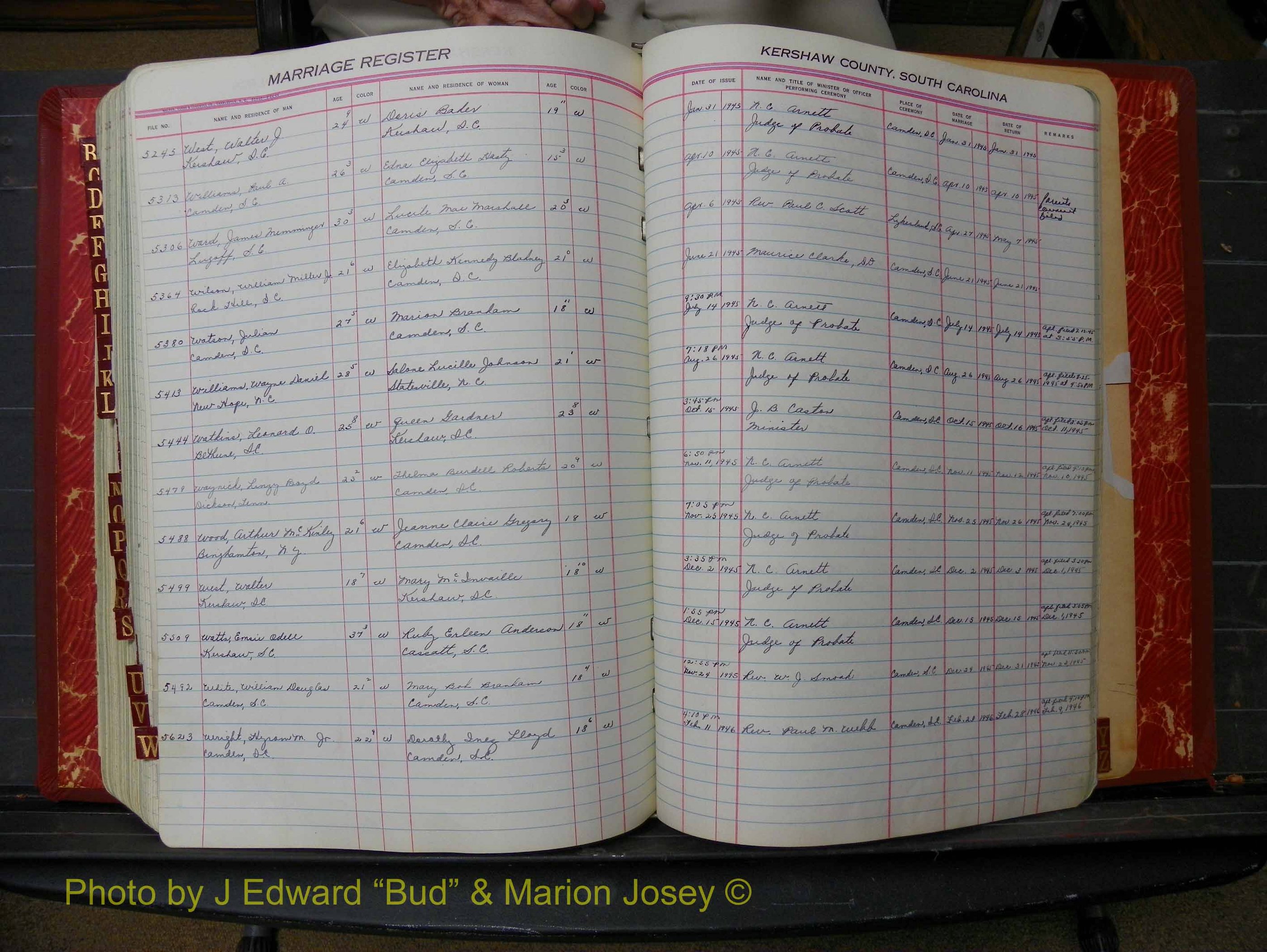 Kershaw Marriages, 1944-1960, White Index W (298).JPG