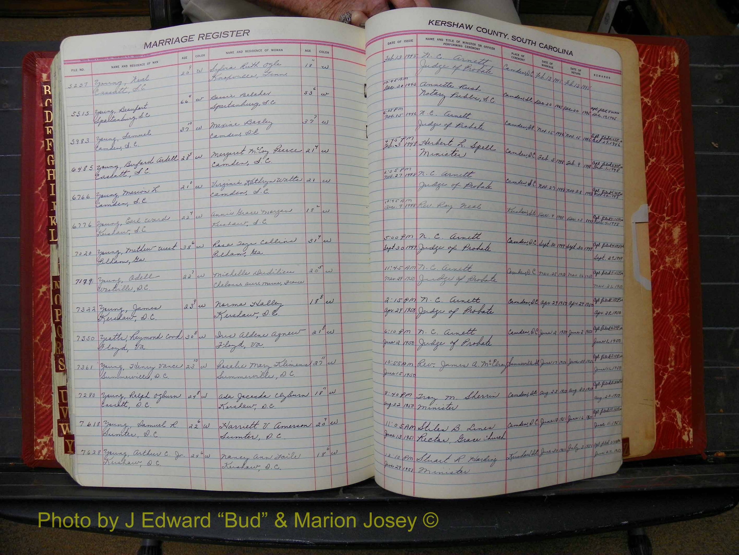 Kershaw Marriages, 1944-1960, White Index Y (312).JPG