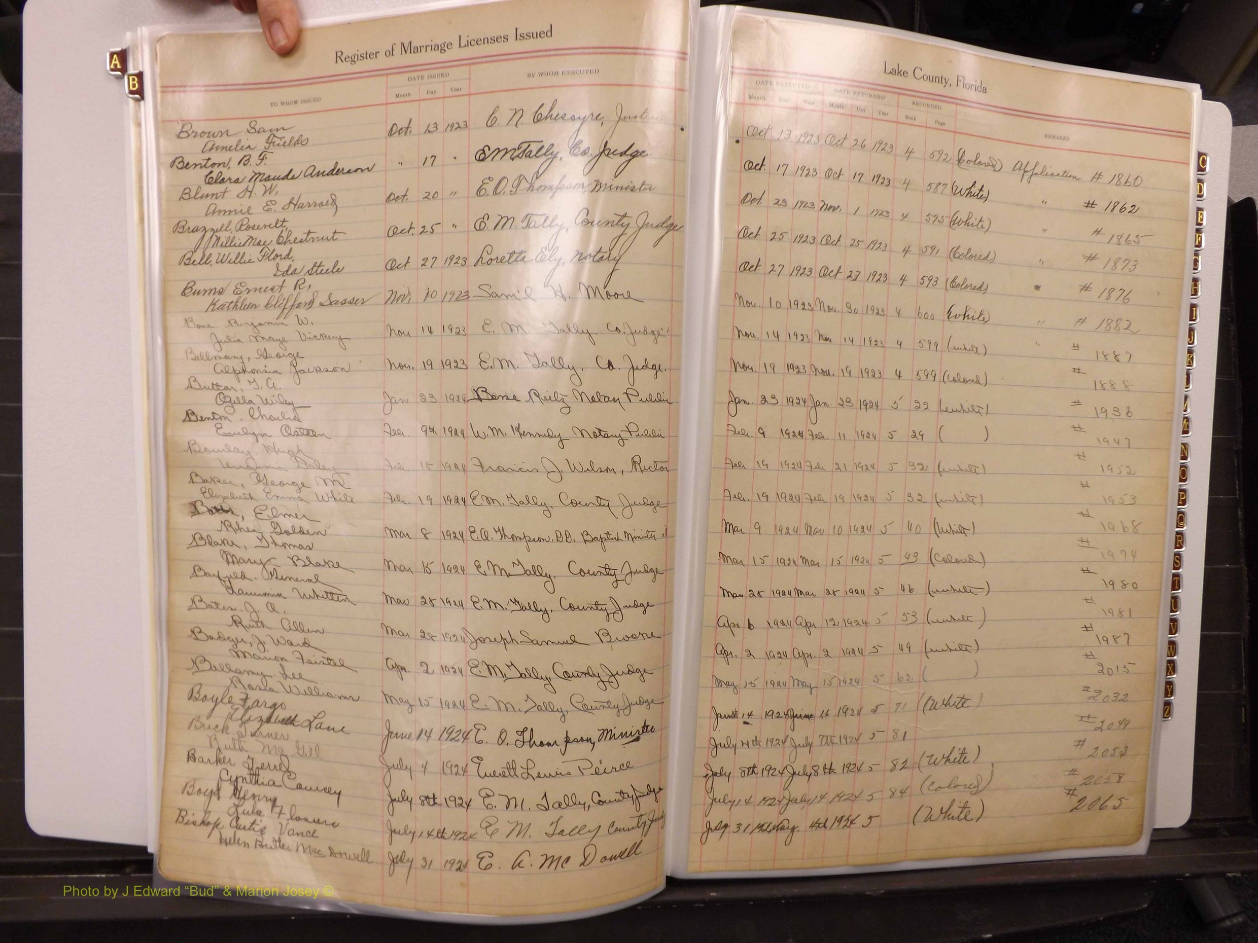 Lake Co, FL Marriage Book 1, 1912-1929 Index B14.JPG