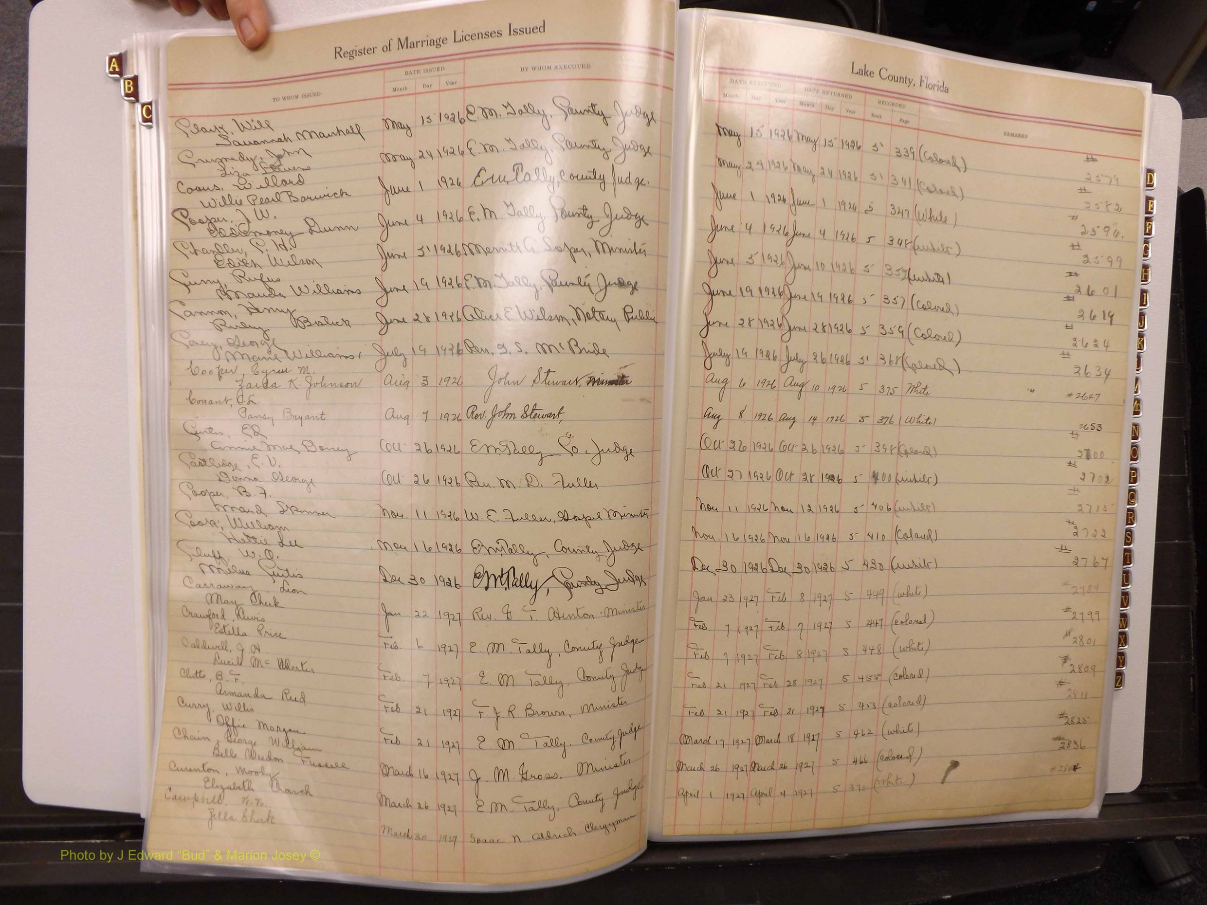 Lake Co, FL Marriage Book 1, 1912-1929 Index C9.JPG