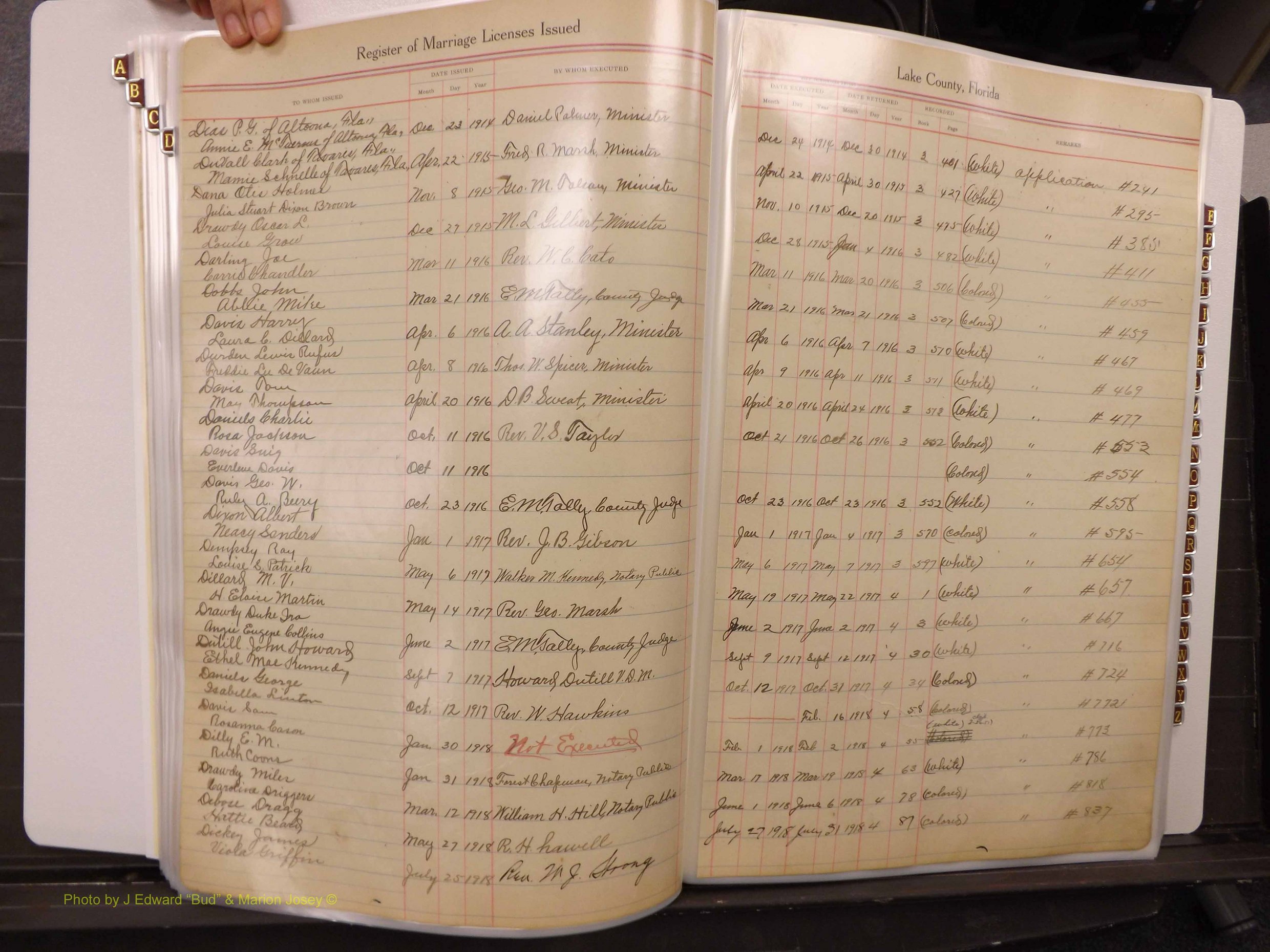 Lake Co, FL Marriage Book 1, 1912-1929 Index D2.JPG