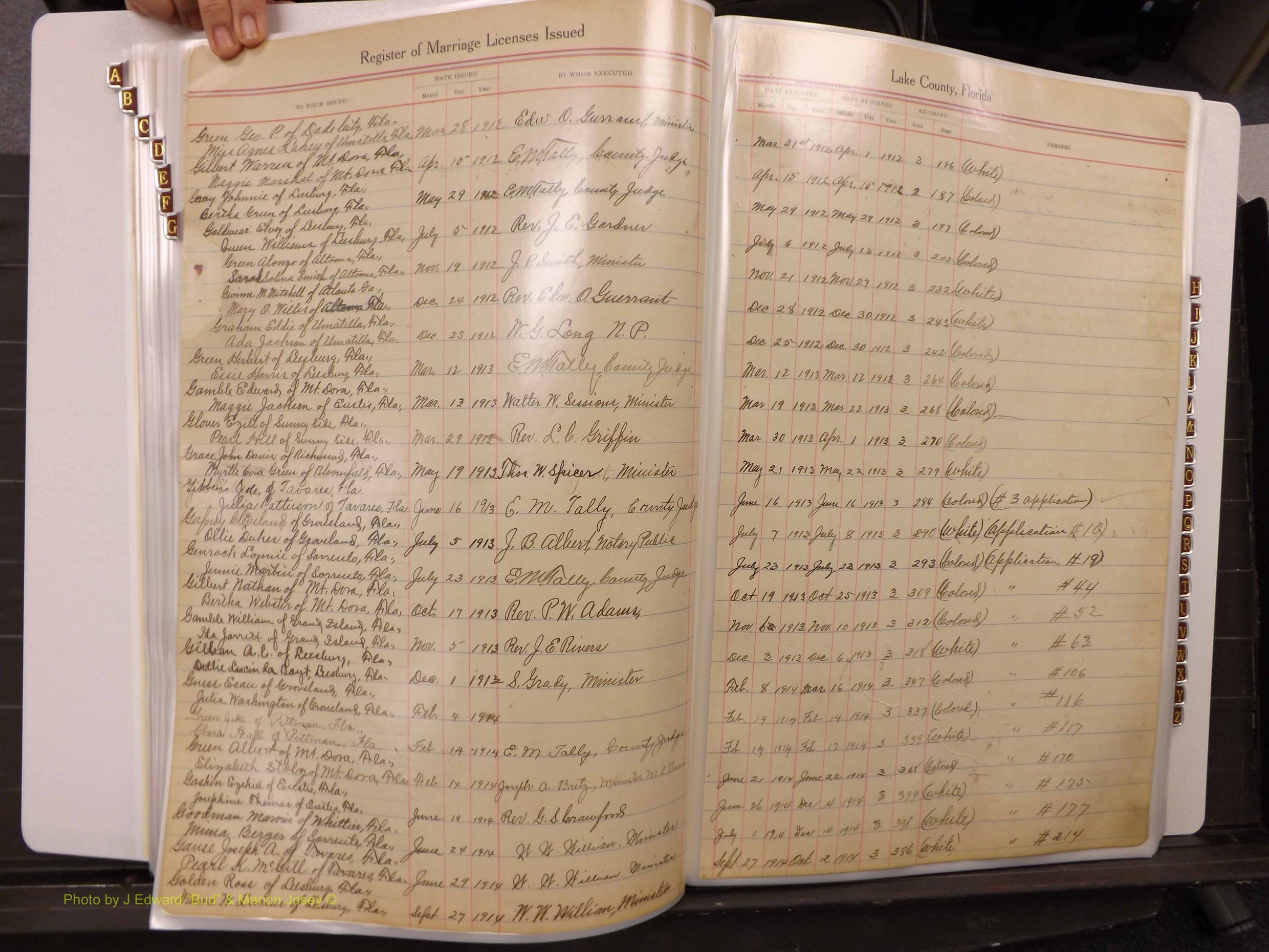 Lake Co, FL Marriage Book 1, 1912-1929 Index G1.JPG
