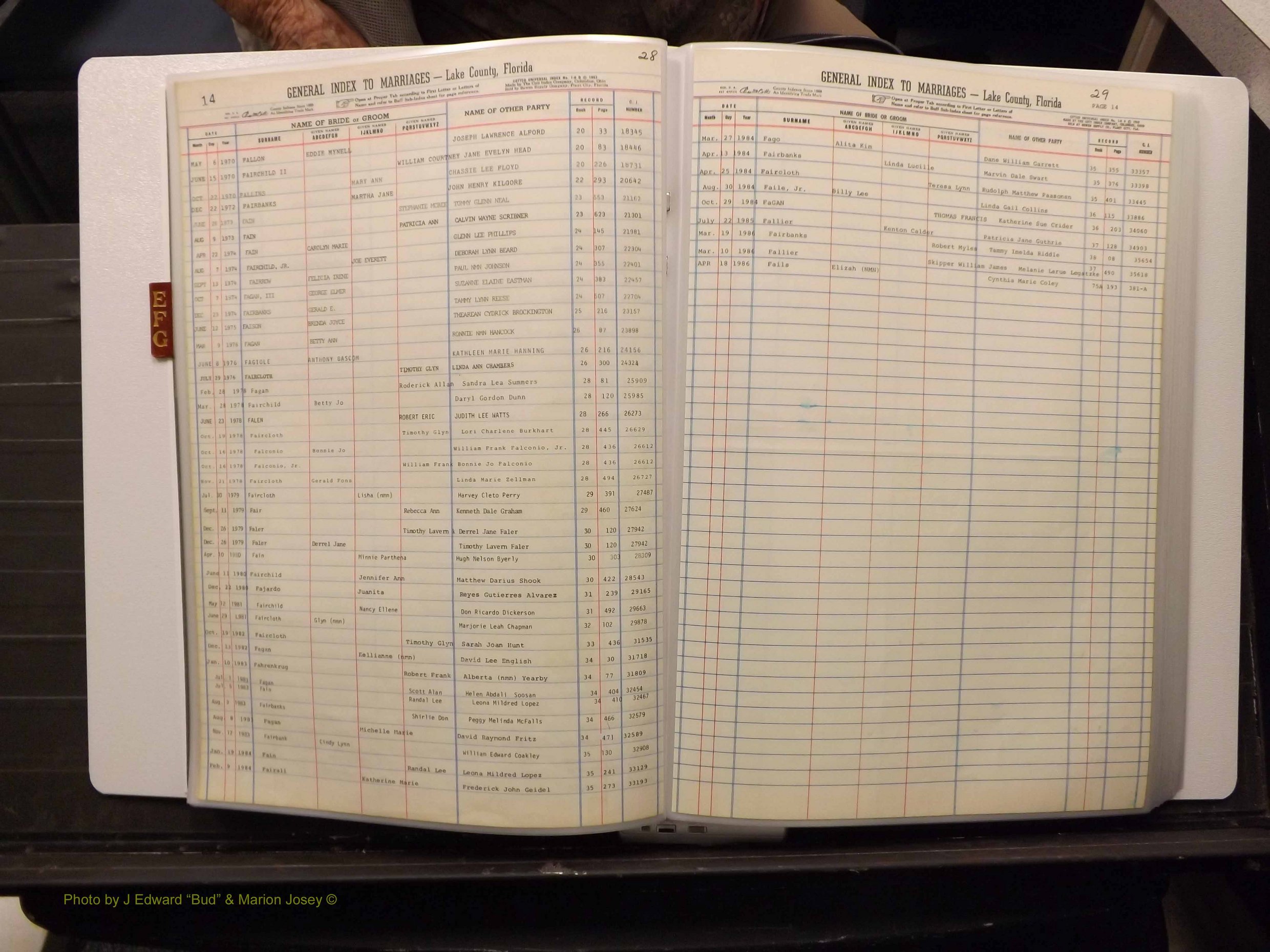 Lake Co, FL Marriage Index E-F-G, 1889-1986 (117).JPG