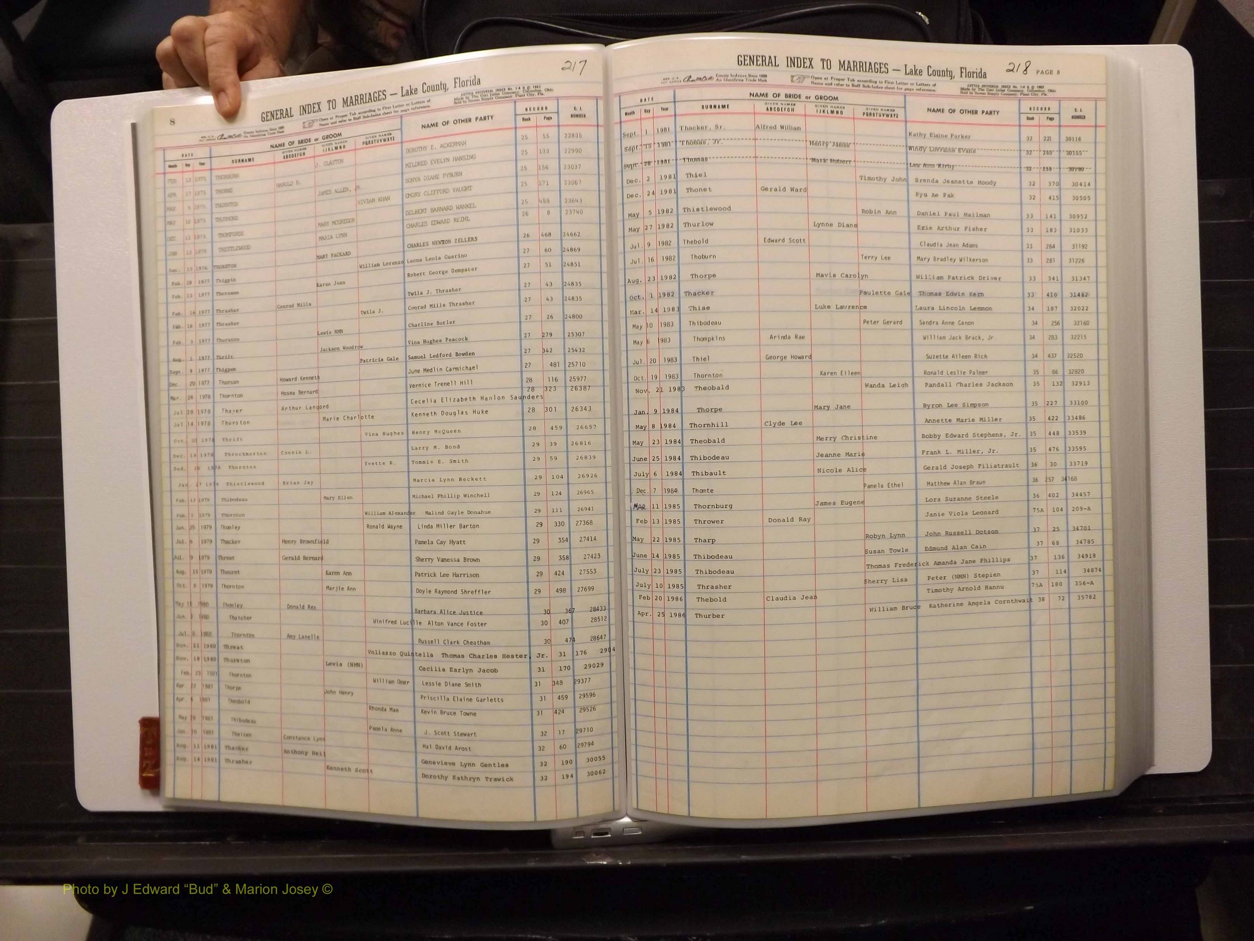 Lake Co, FL Marriage Index T-Z, 1889-1986 (112).JPG