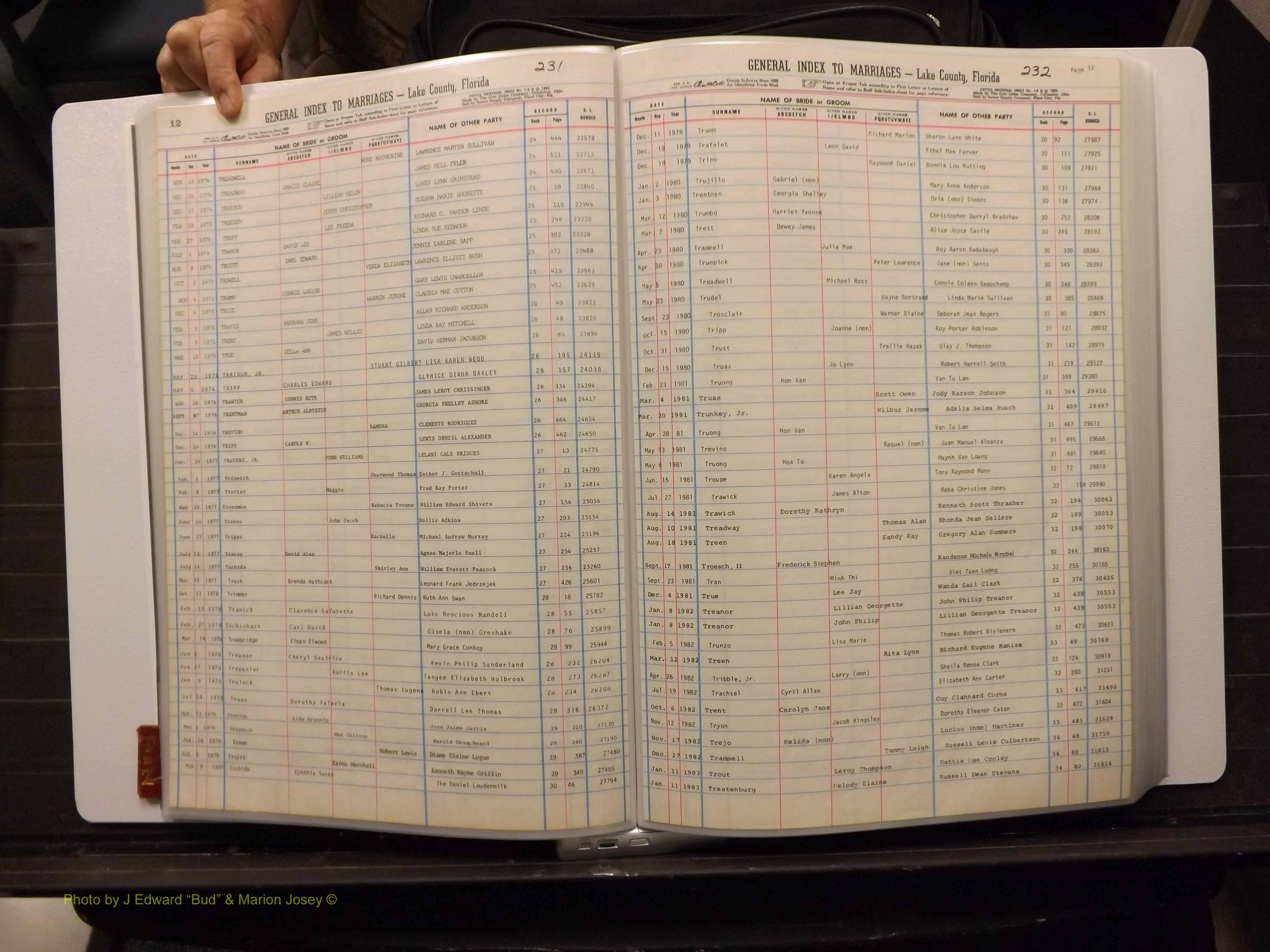 Lake Co, FL Marriage Index T-Z, 1889-1986 (120).JPG