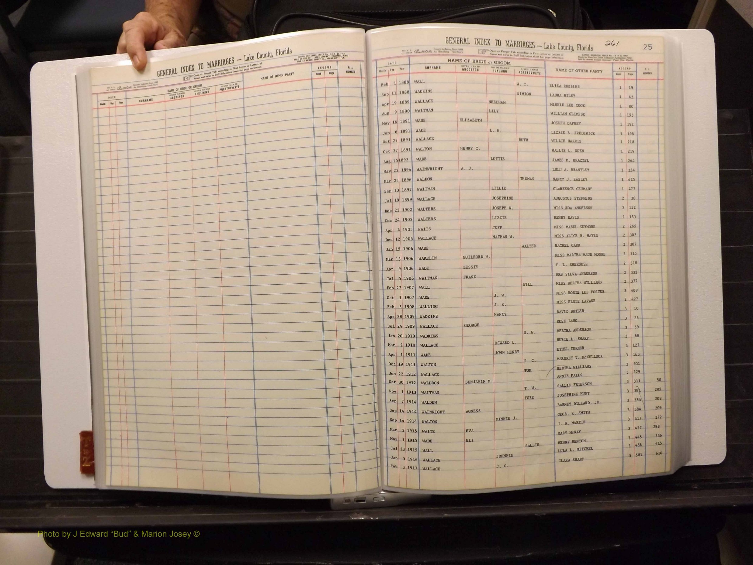 Lake Co, FL Marriage Index T-Z, 1889-1986 (136).JPG