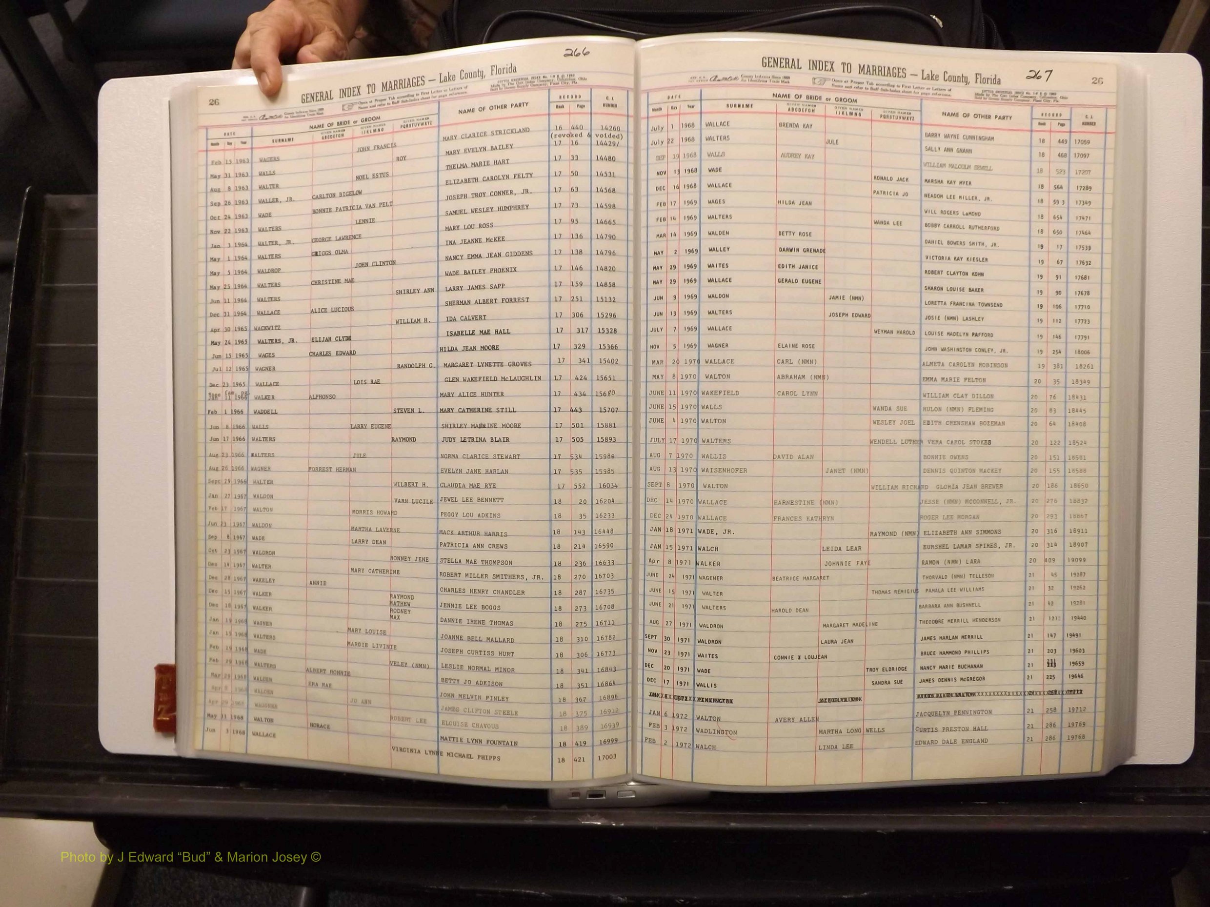 Lake Co, FL Marriage Index T-Z, 1889-1986 (139).JPG