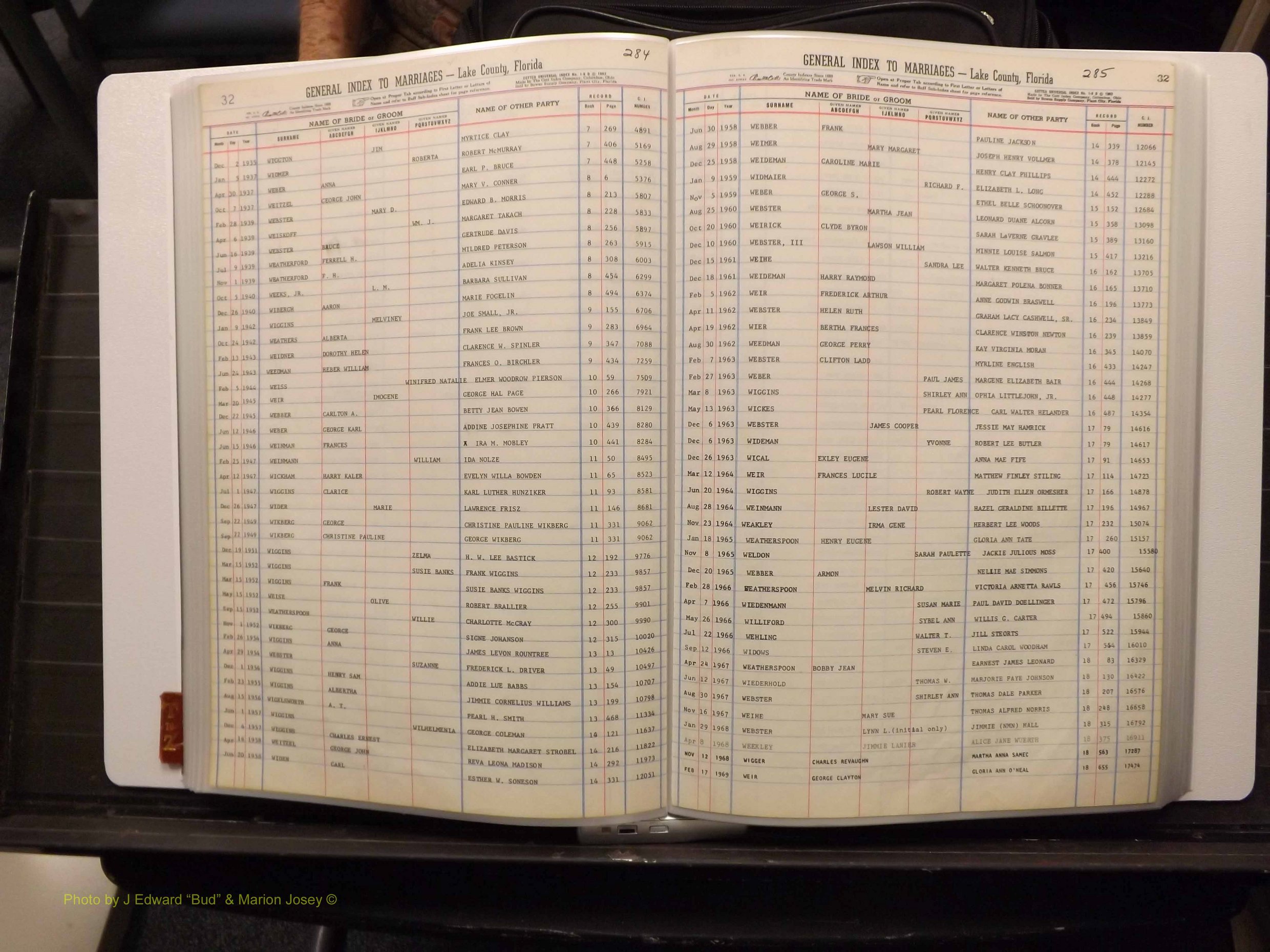 Lake Co, FL Marriage Index T-Z, 1889-1986 (149).JPG