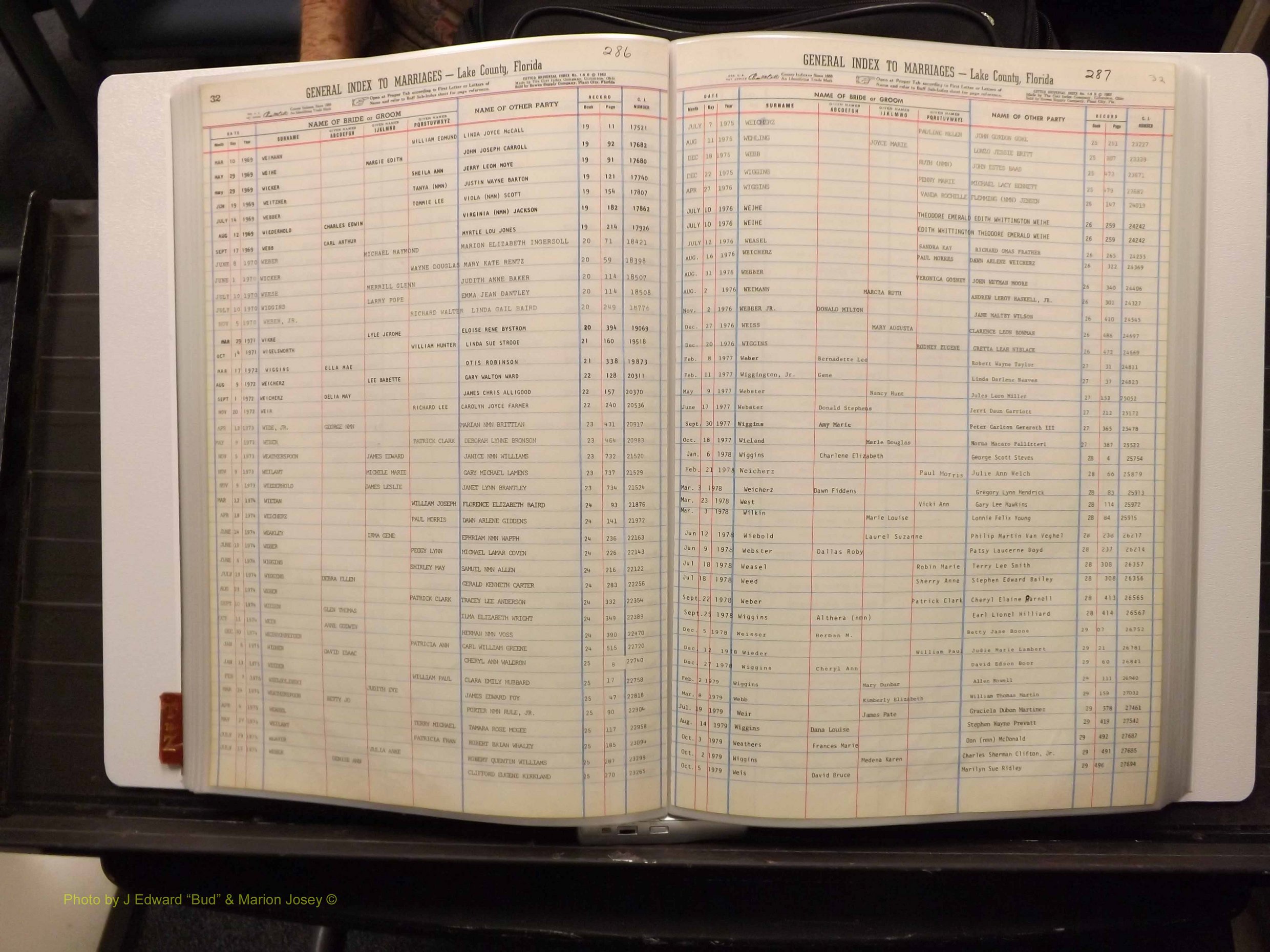 Lake Co, FL Marriage Index T-Z, 1889-1986 (150).JPG