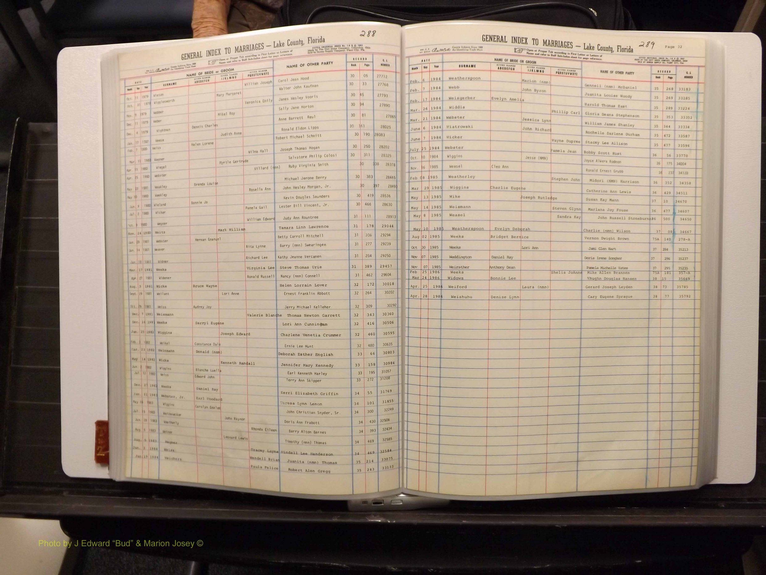 Lake Co, FL Marriage Index T-Z, 1889-1986 (151).JPG