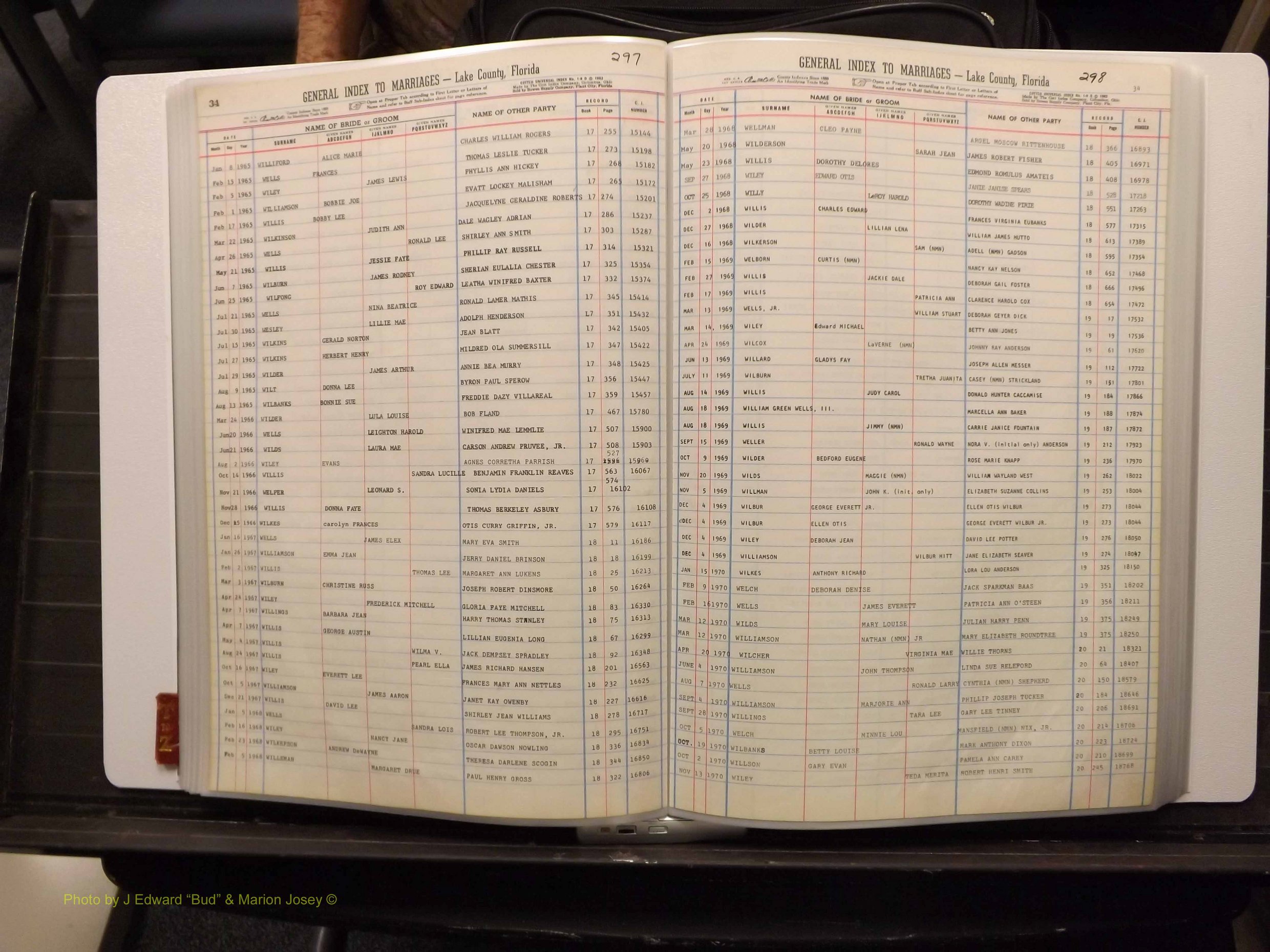 Lake Co, FL Marriage Index T-Z, 1889-1986 (156).JPG