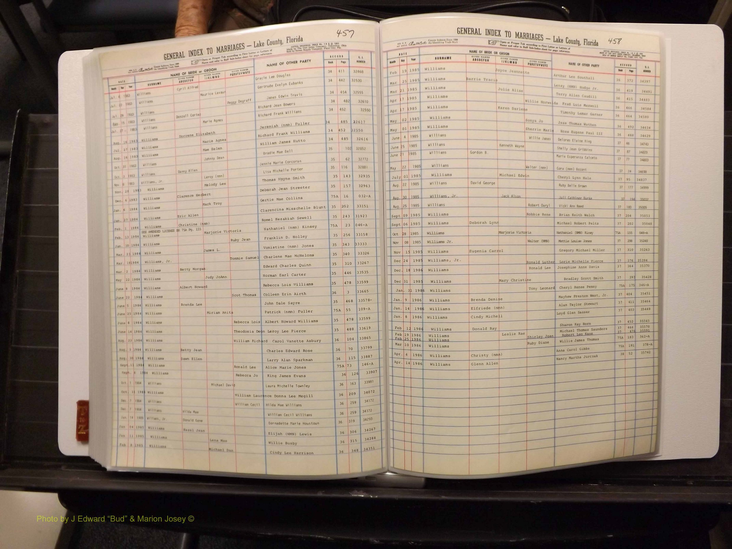 Lake Co, FL Marriage Index T-Z, 1889-1986 (241).JPG