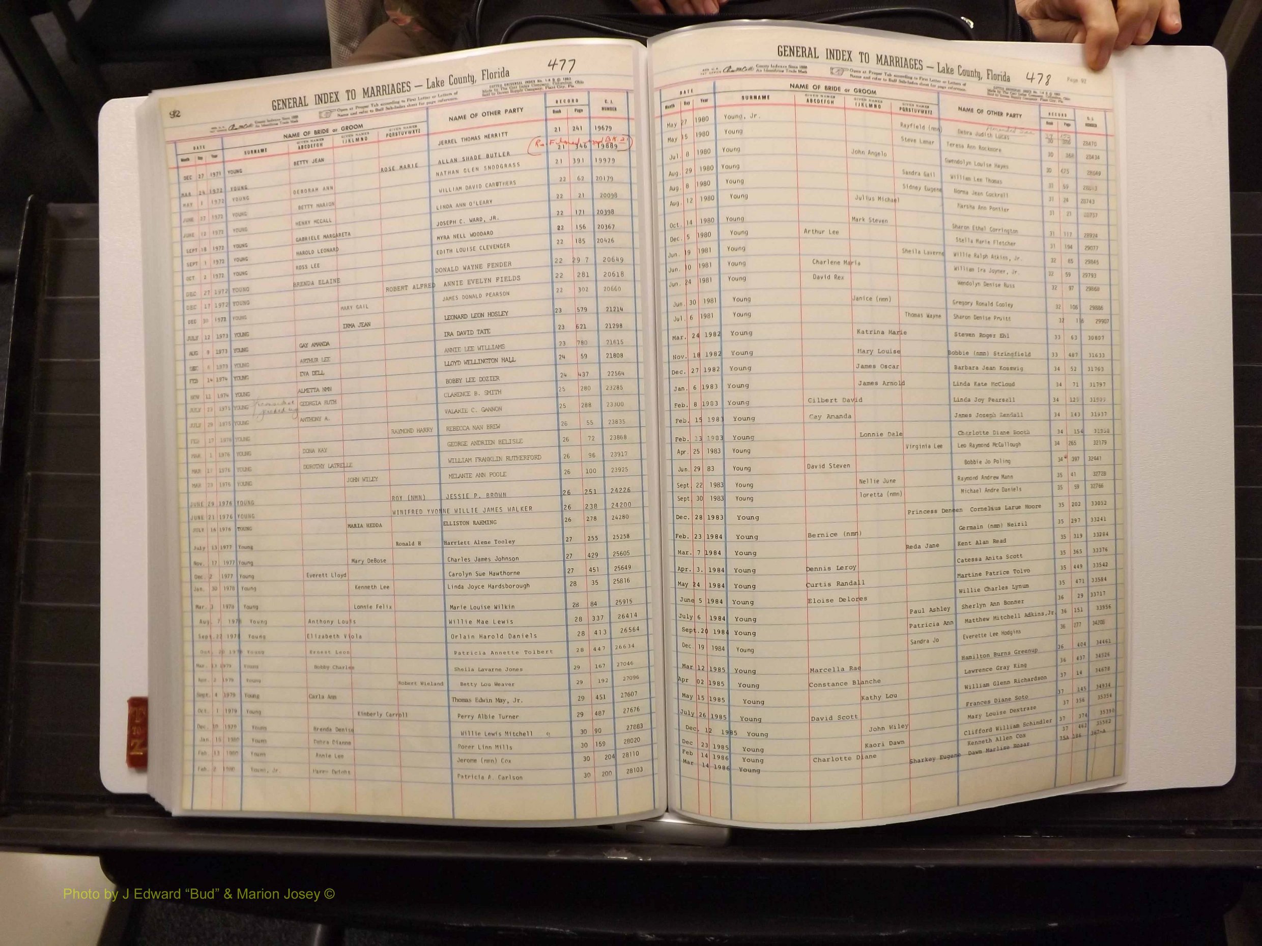 Lake Co, FL Marriage Index T-Z, 1889-1986 (252).JPG