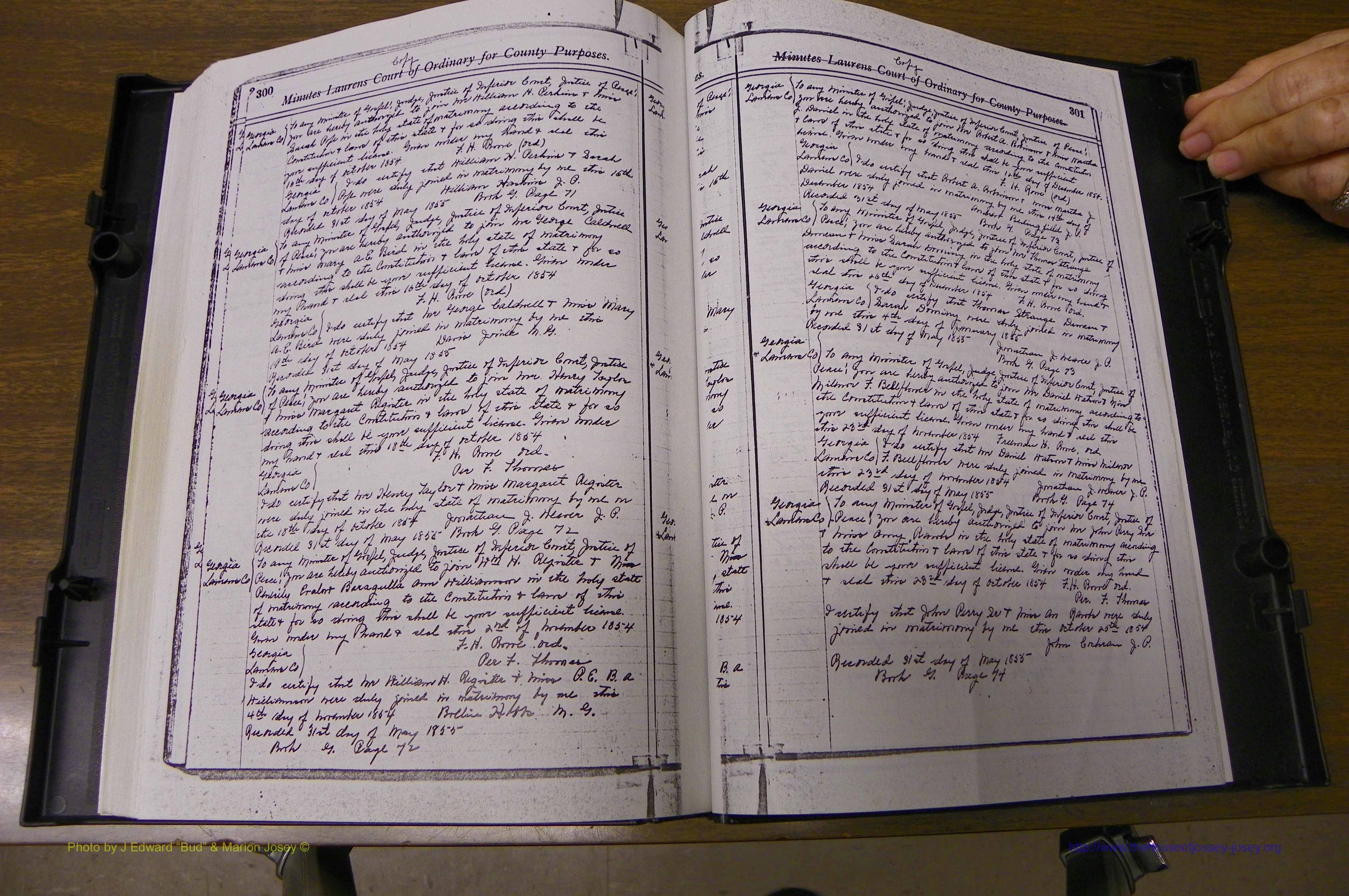 Laurens Co, GA Marriages 1809 - 1885, P 300-301.JPG