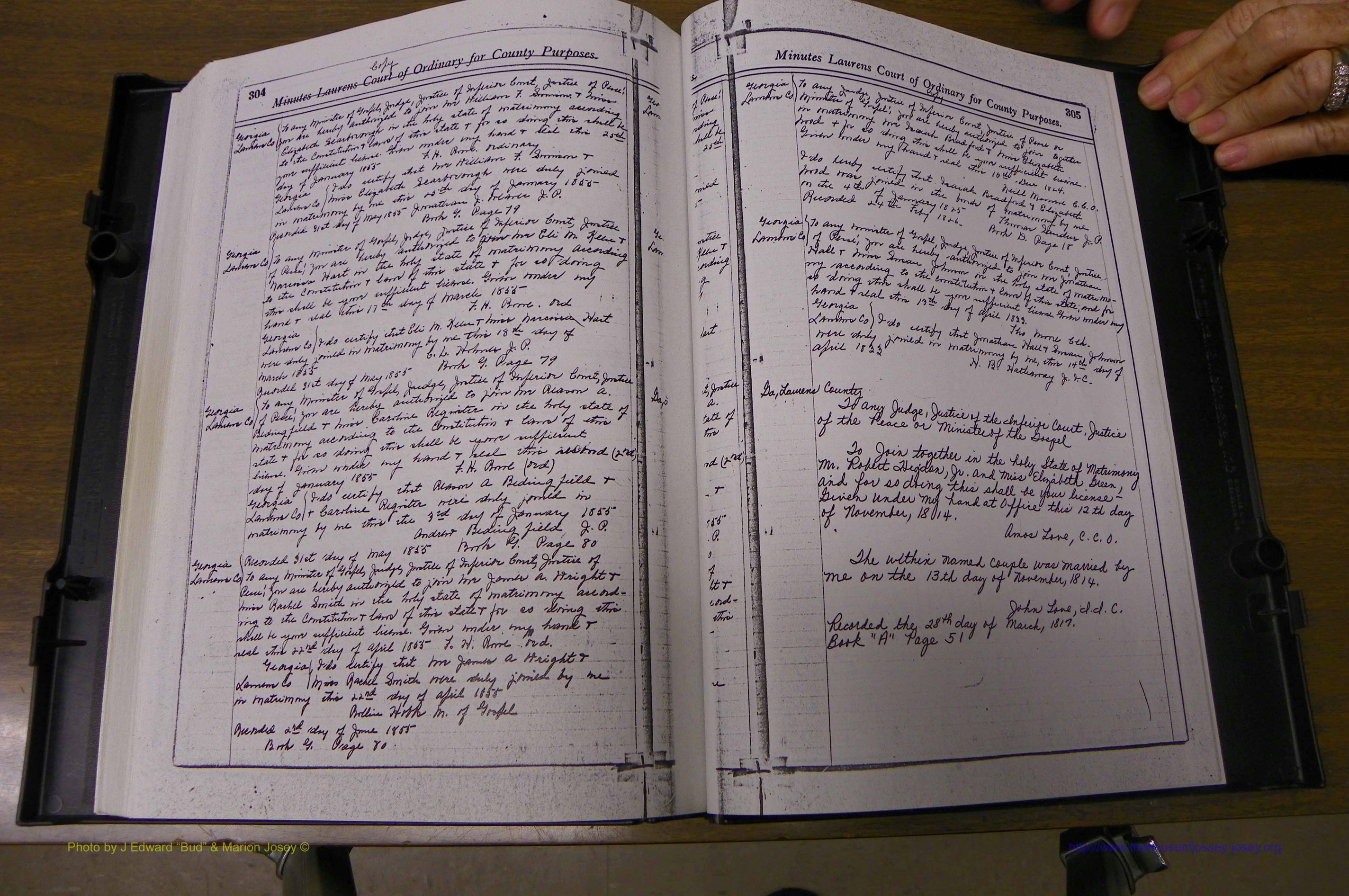Laurens Co, GA Marriages 1809 - 1885, P 304-305.JPG