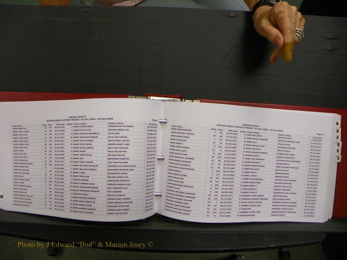Macon Births, A-Z, 1915-2008 360.JPG