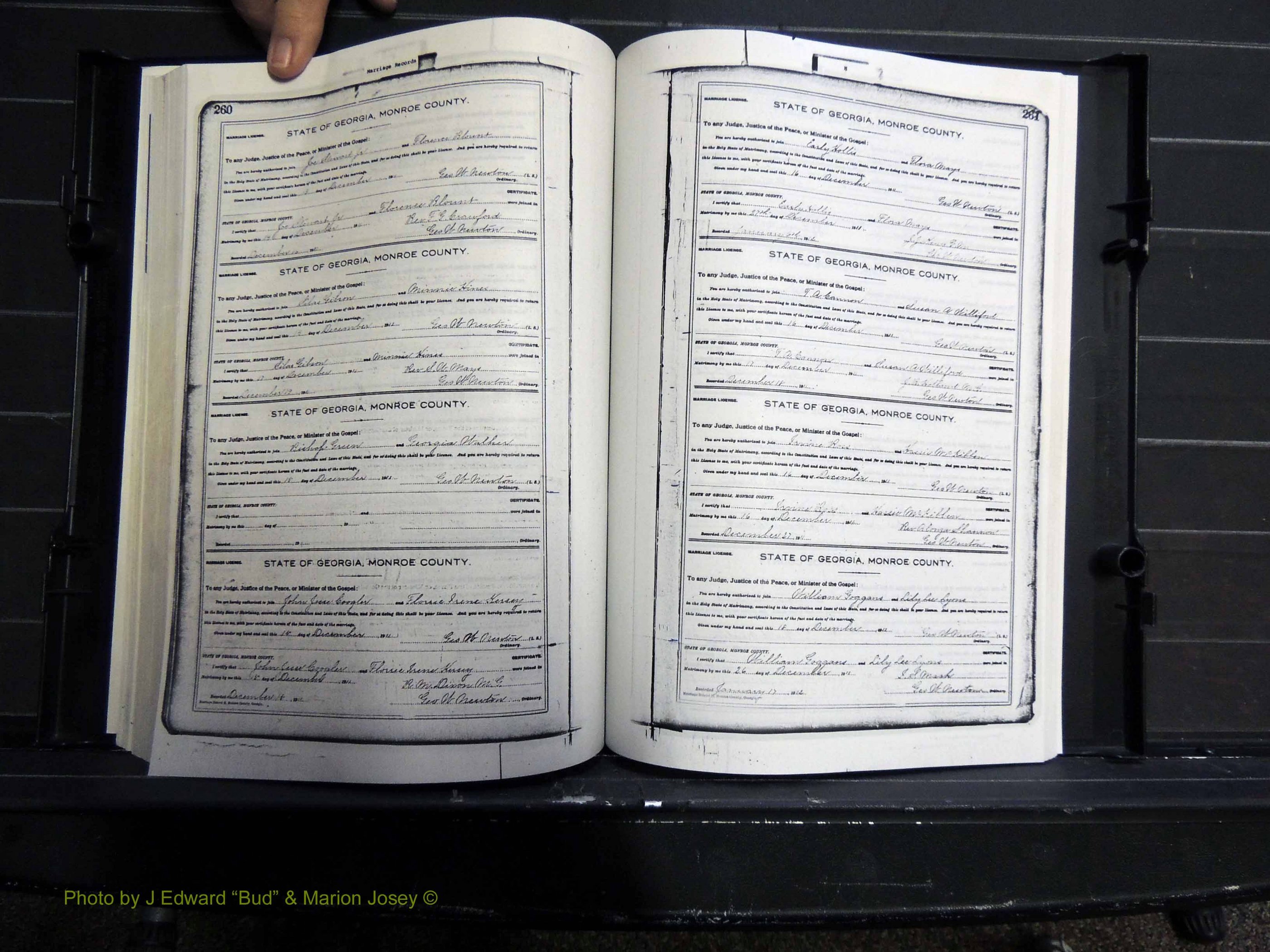 Monroe Co, GA, Marriages, Book H, 1907-1913 pg 260-261.JPG
