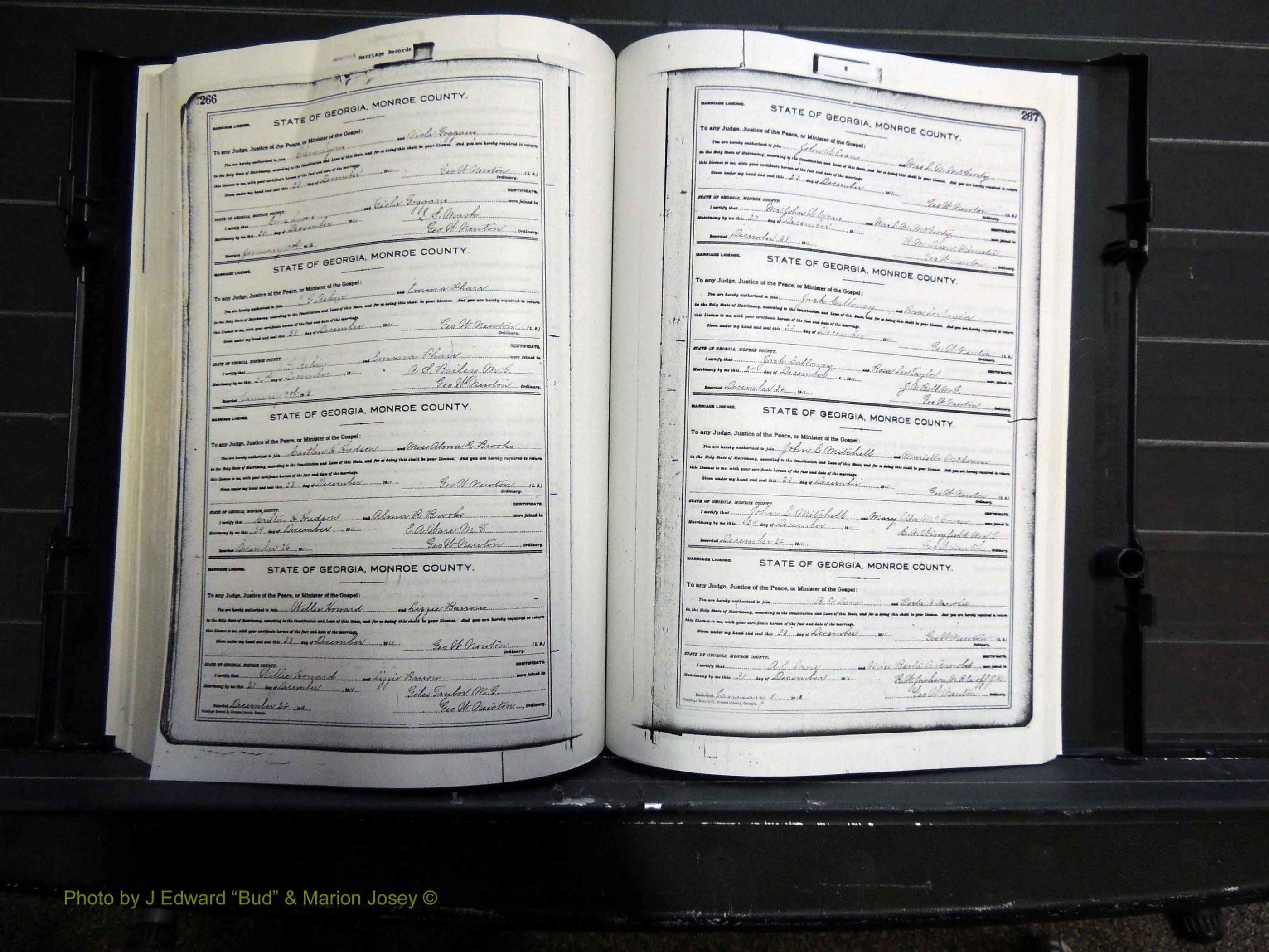 Monroe Co, GA, Marriages, Book H, 1907-1913 pg 266-267.JPG