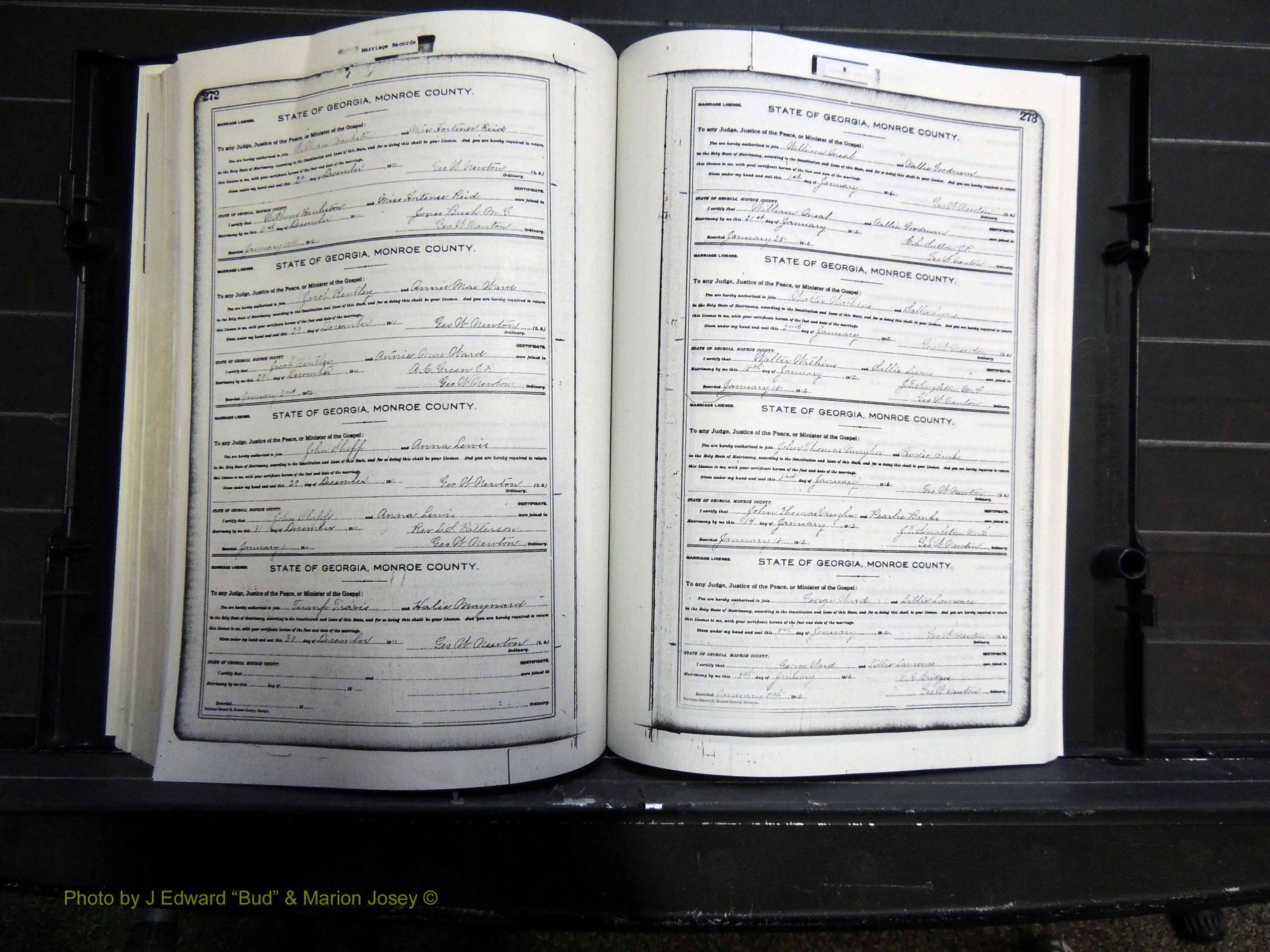 Monroe Co, GA, Marriages, Book H, 1907-1913 pg 272-273.JPG