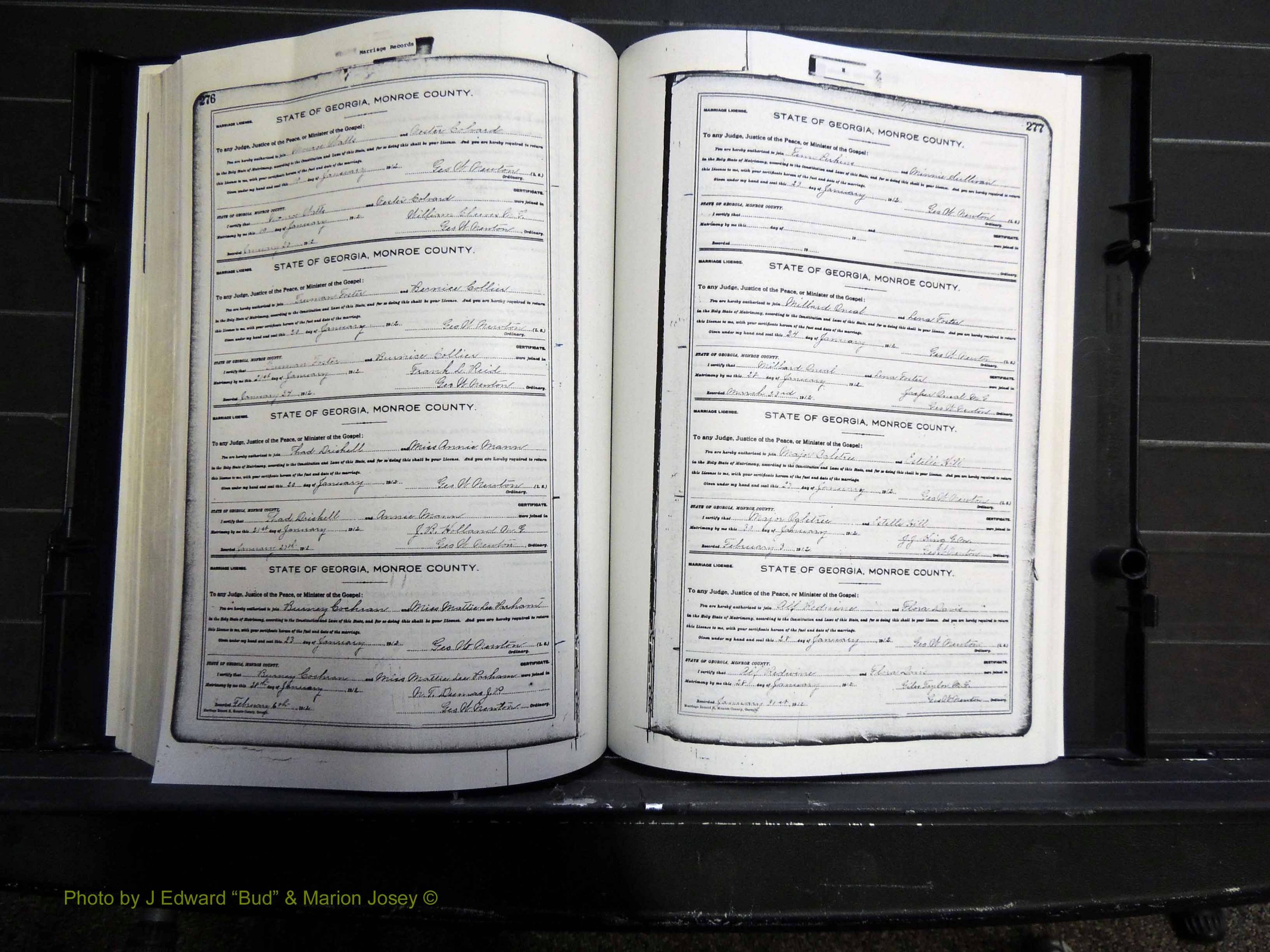 Monroe Co, GA, Marriages, Book H, 1907-1913 pg 276-277.JPG