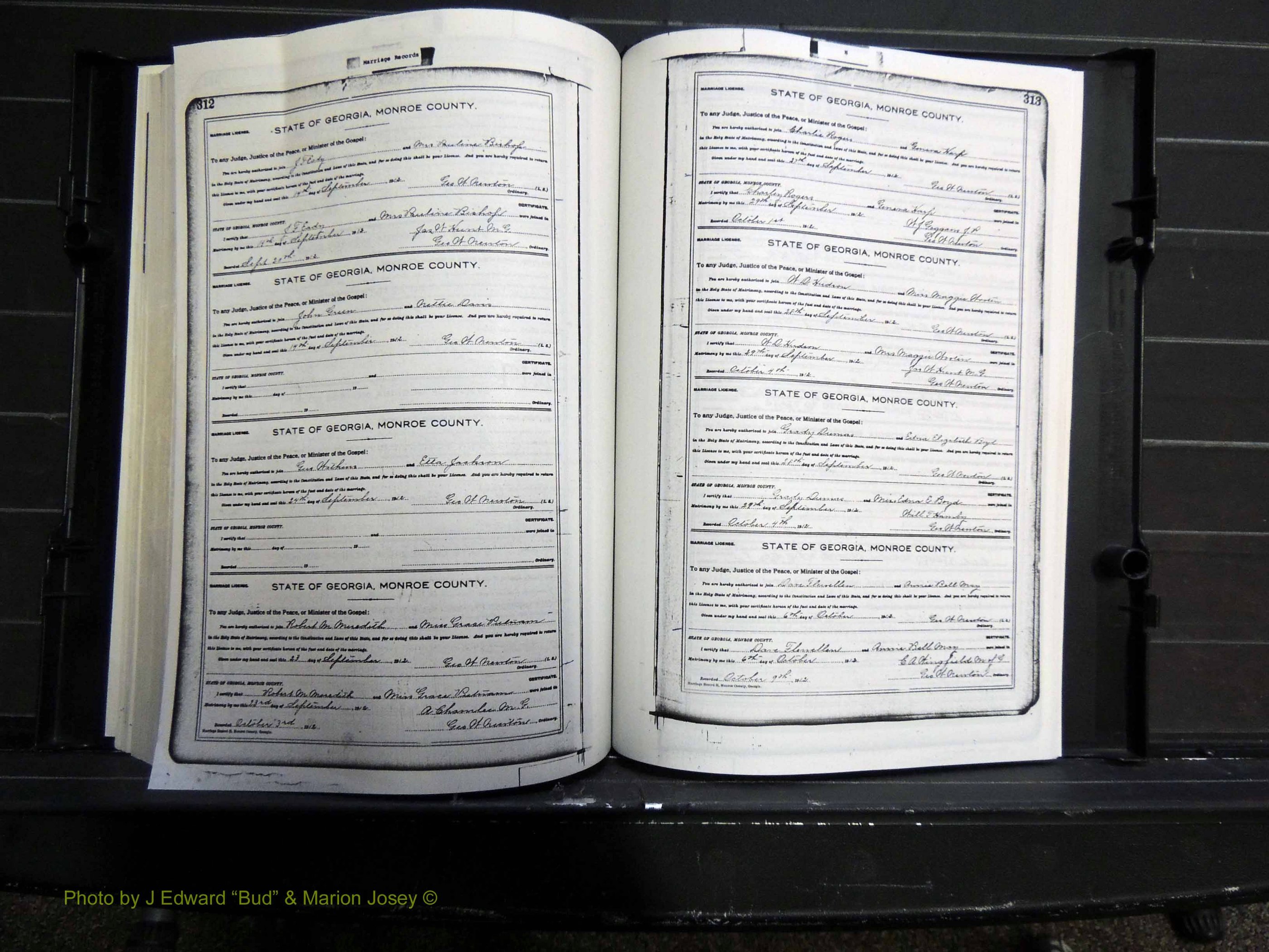Monroe Co, GA, Marriages, Book H, 1907-1913 pg 312-313.JPG