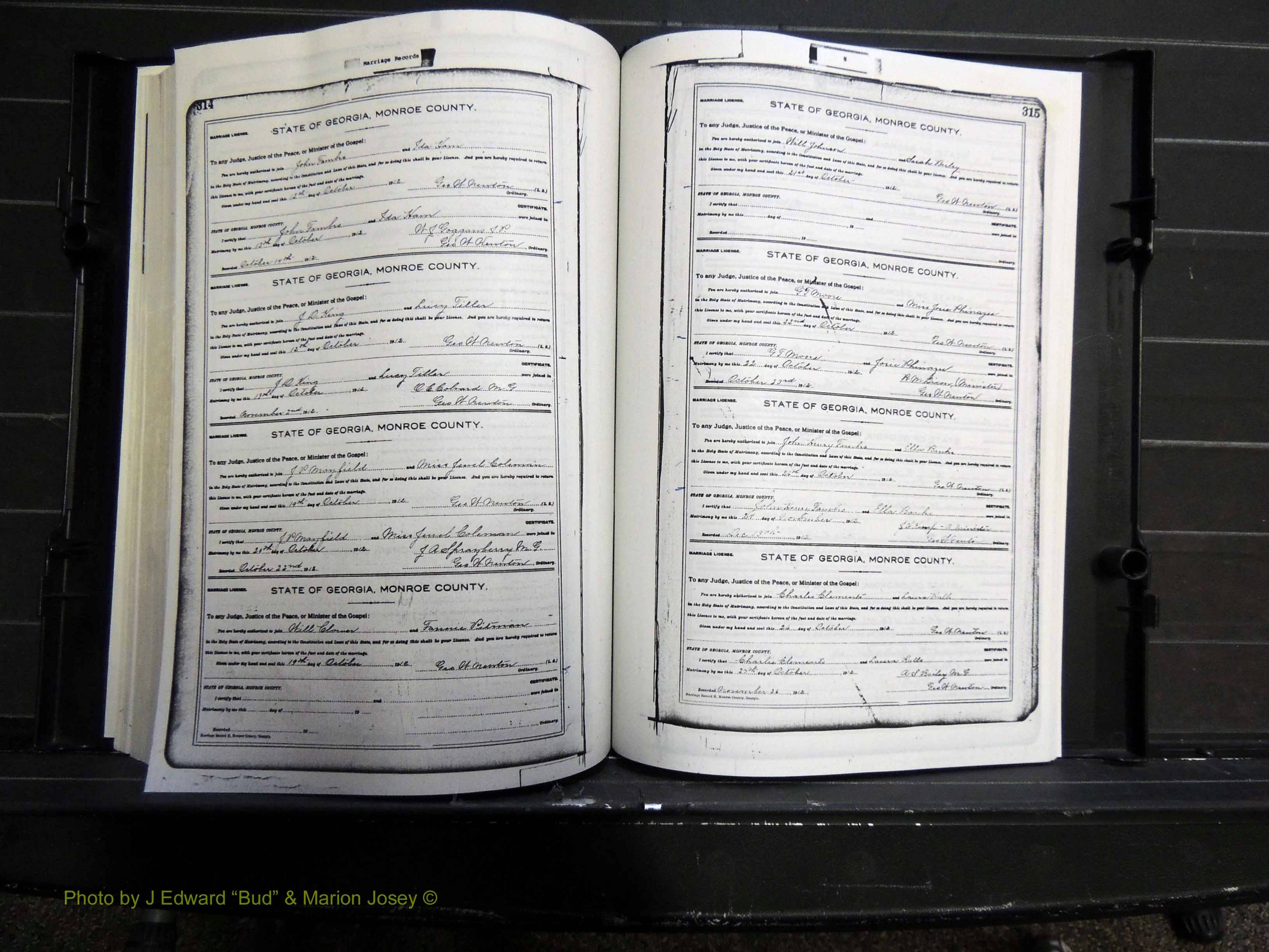Monroe Co, GA, Marriages, Book H, 1907-1913 pg 314-315.JPG
