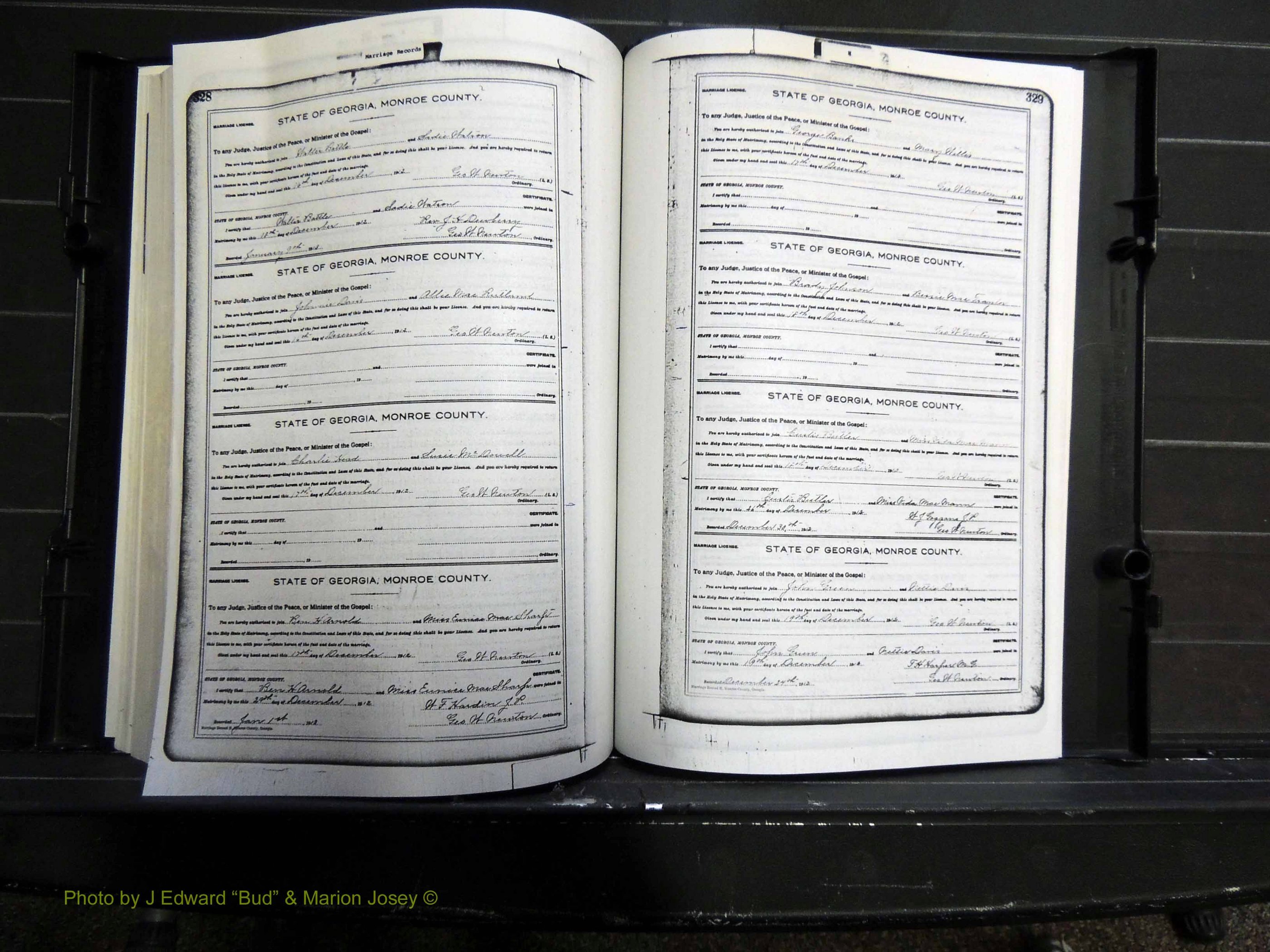 Monroe Co, GA, Marriages, Book H, 1907-1913 pg 328-329.JPG